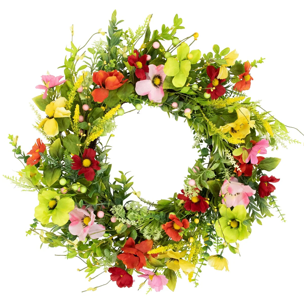 Poppy and Eucalyptus Spring Wreath - 26