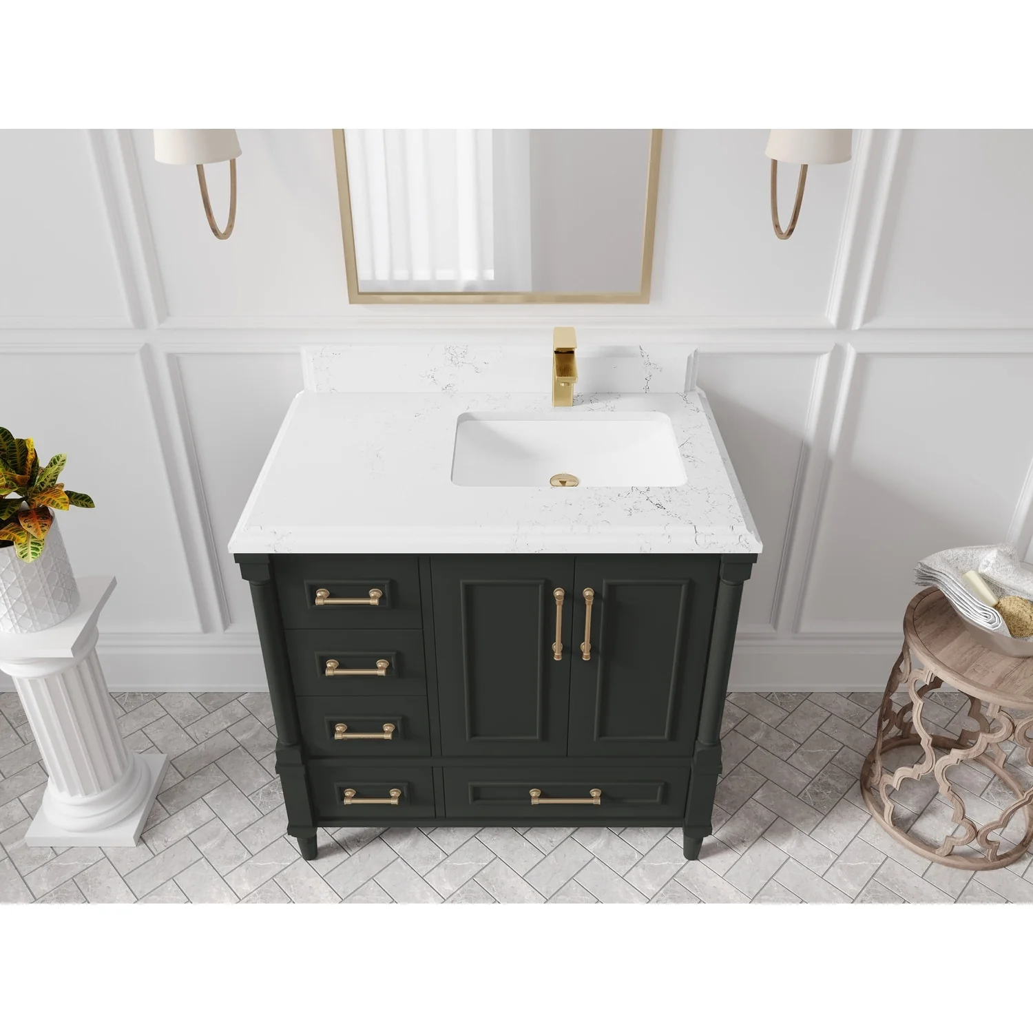 Willow Collections 36 in. W x 22 in. D Aberdeen Right Offset Sink Bathroom Vanity with Countertop