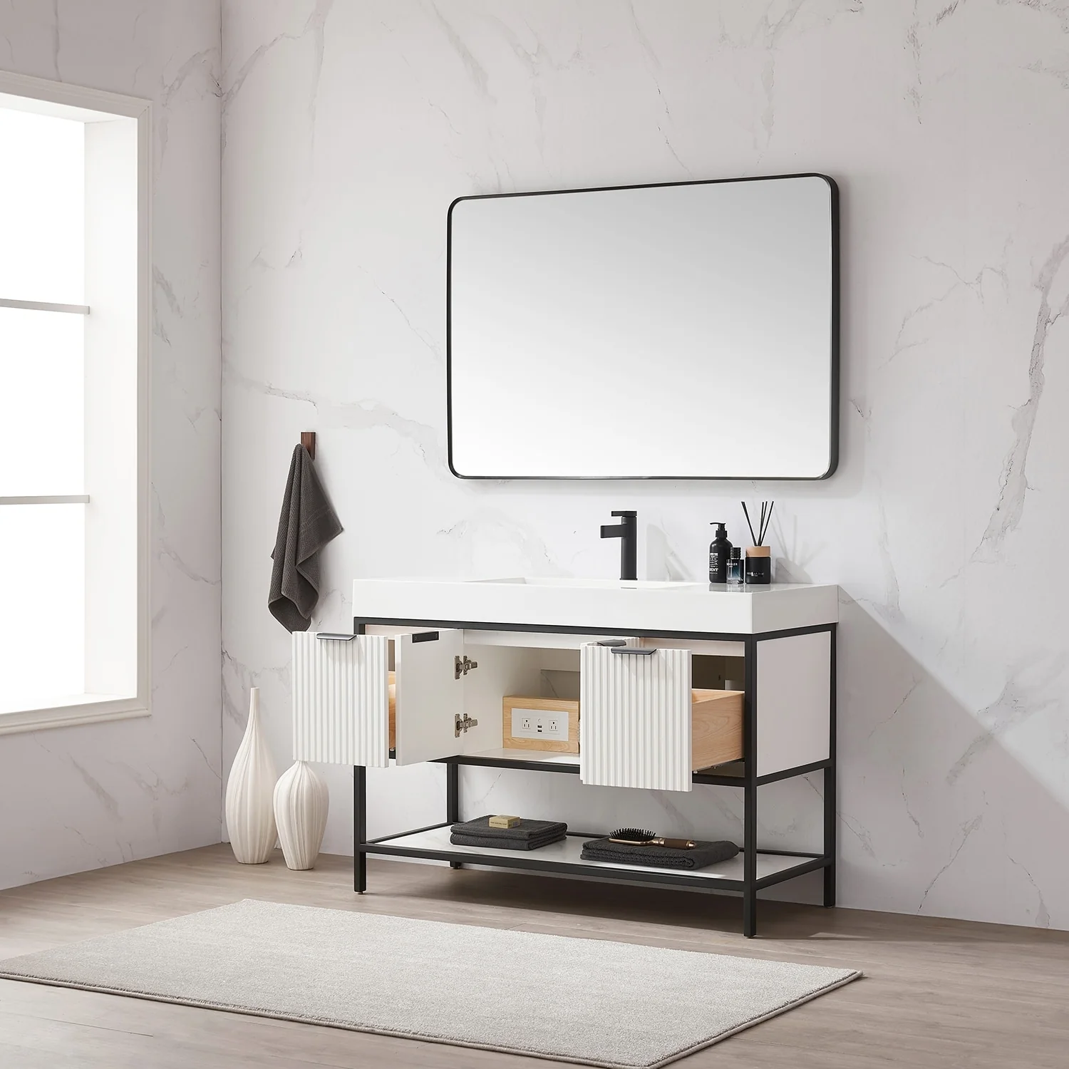 Marcilla 48 in. Single Sink Bath Vanity with Stone Sink Top