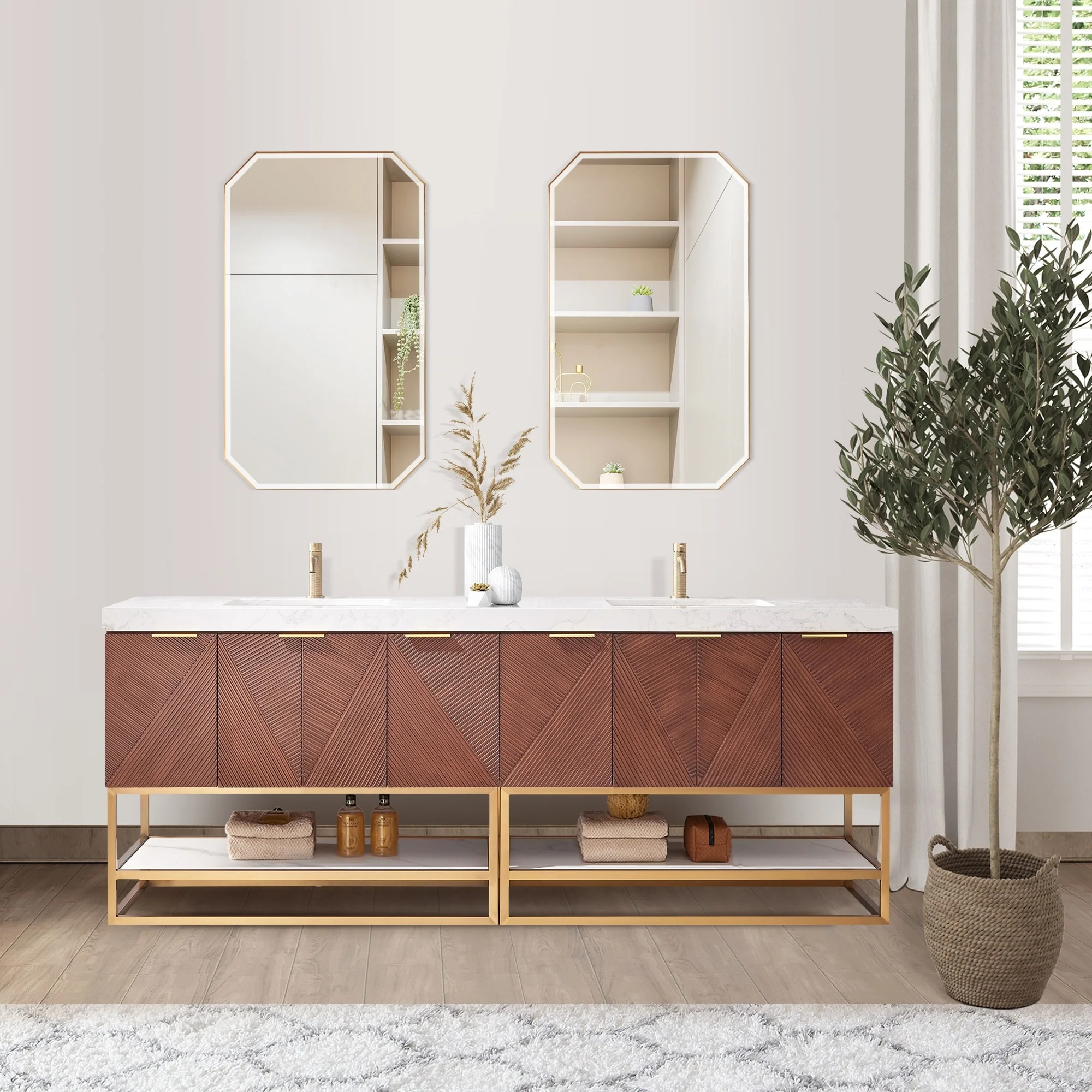Mahon Double Bath Vanity with Composite Stone Top without Mirror