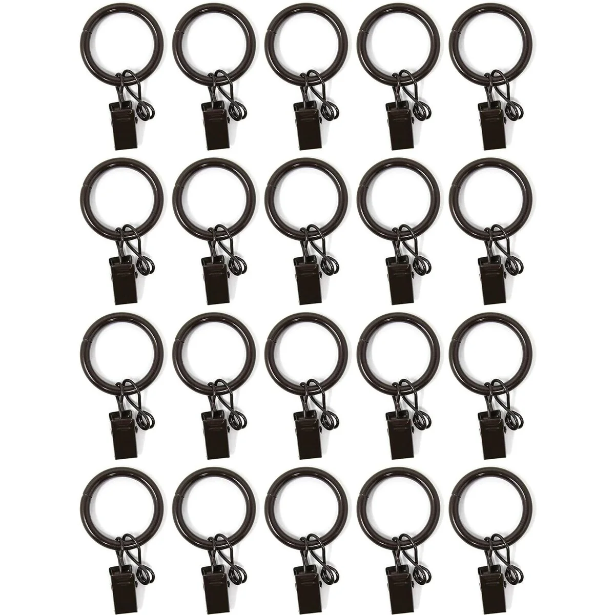20PCS Solid Metal Window Drapery Curtain Panel Ring with Eyelet, 1