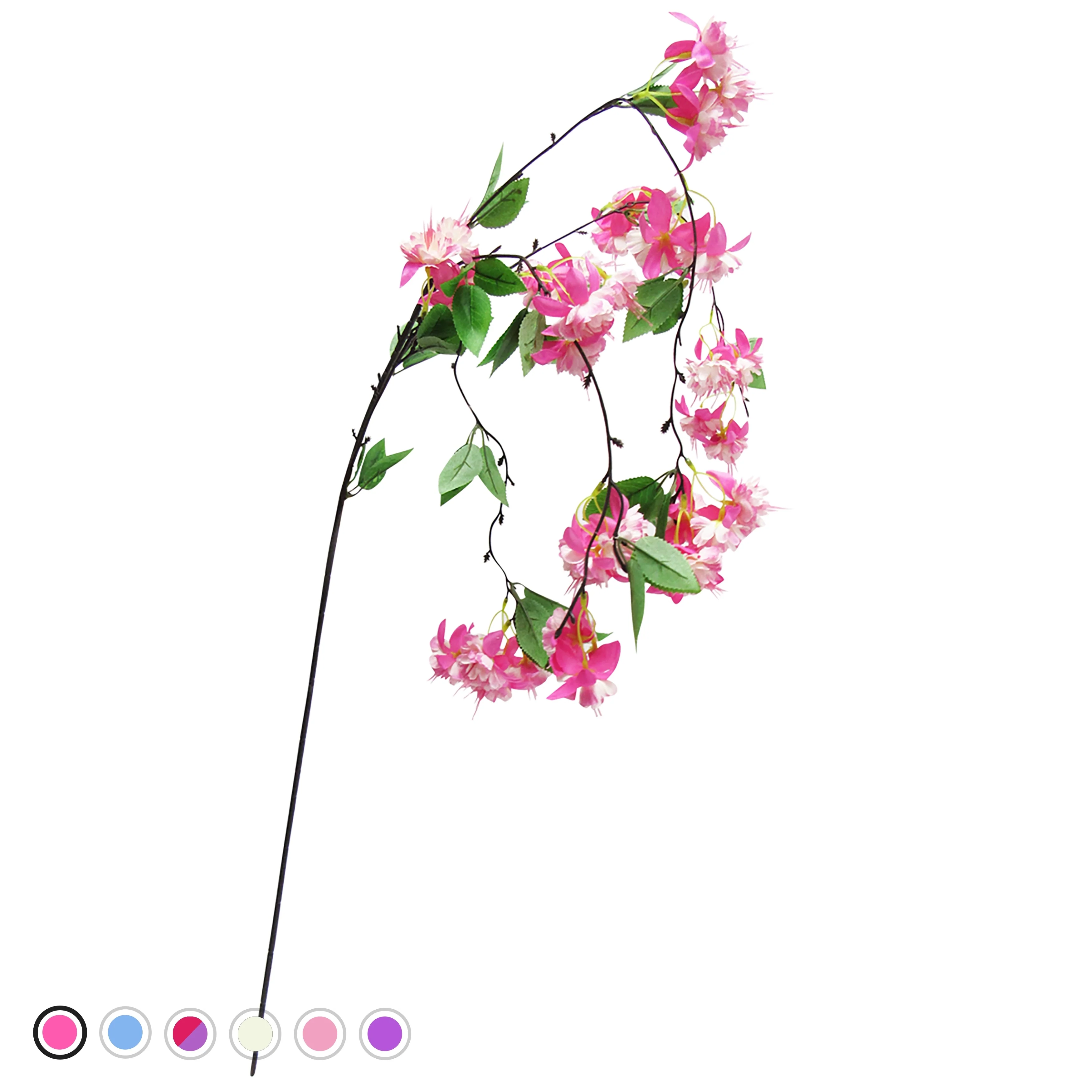 Set of 3 Artificial Hanging Fuchsia Flower Stem Spray 50in