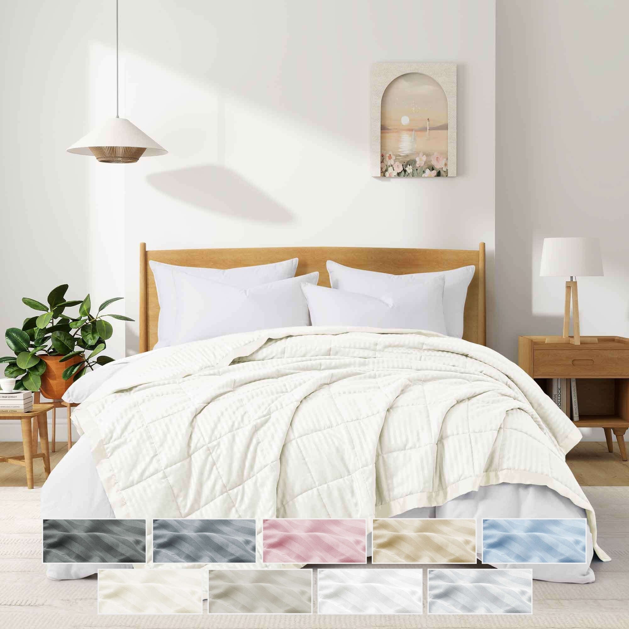 Hotel Quality Luxury All Season Jacquard Soft Bed Blanket with Satin Trim, Cozy and Warm