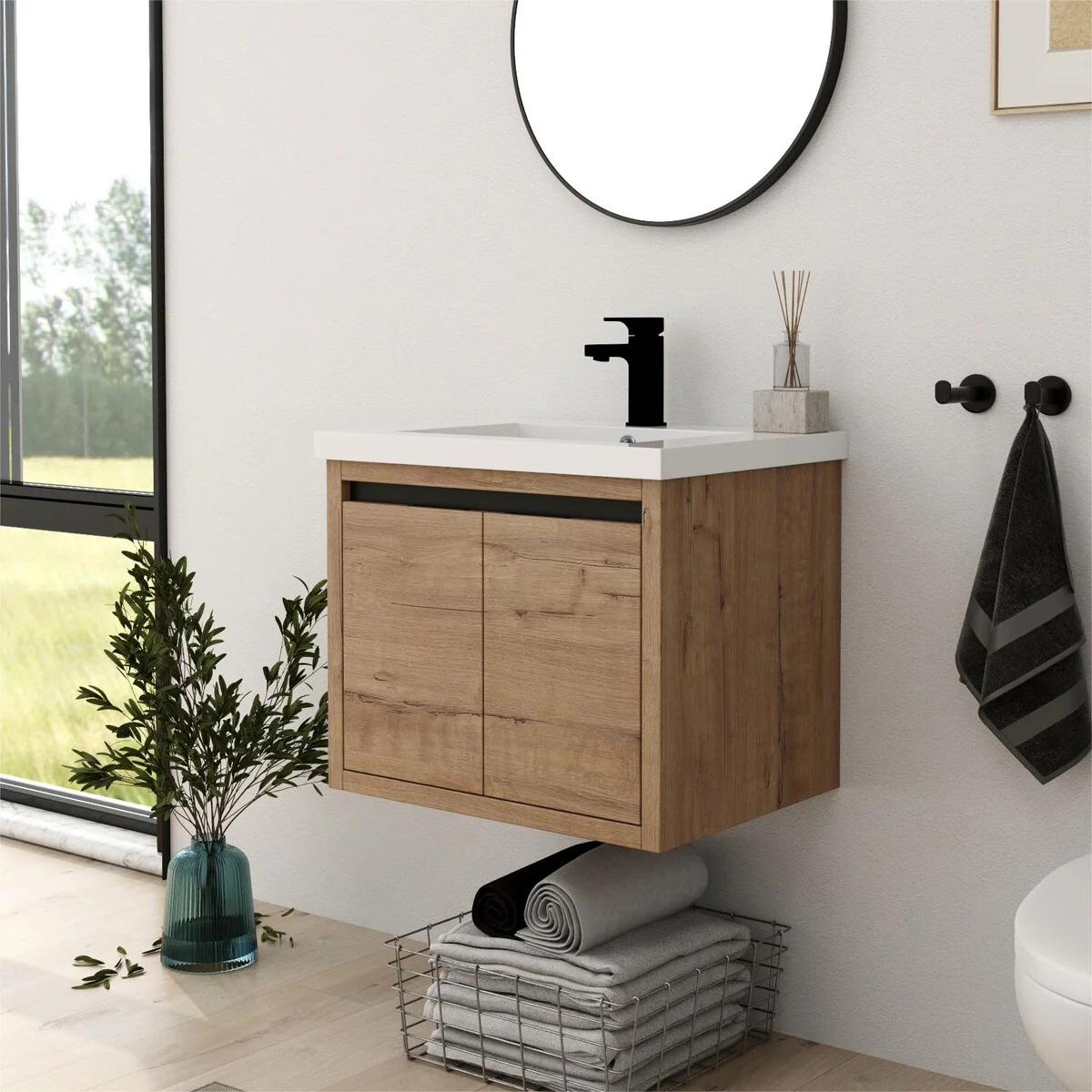 Bathroom Vanity With Sink In 24 Inch, Floating Bathroom Vanity With Soft Close Door