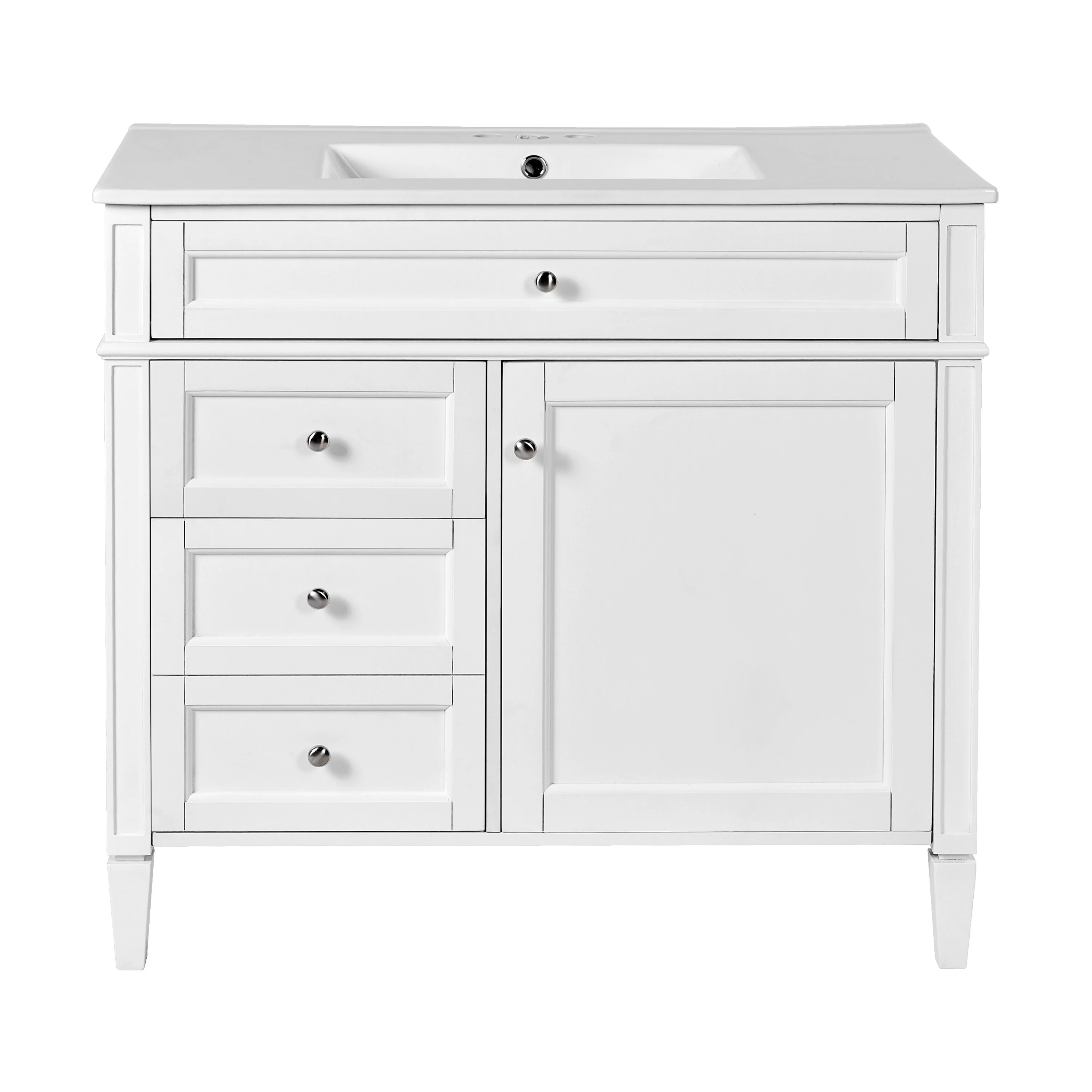Bathroom Vanity with Single Sink, Bathroom Vanities with 2 Drawers, Bathroom Storage Cabinet with 1 Tip-Out Drawer and 1 Door