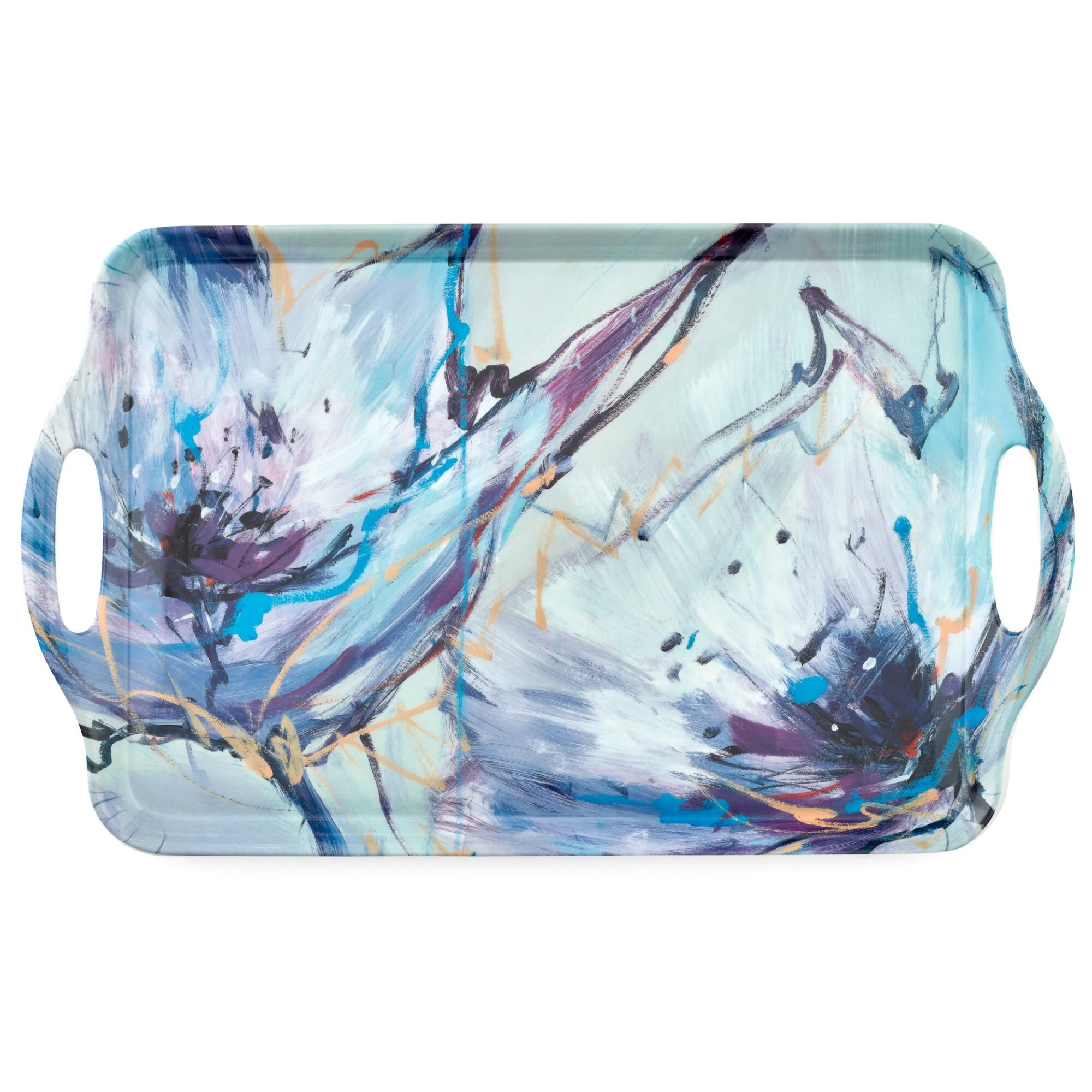 Pimpernel Blooms in Lilac Large Melamine Handled Tray - 19.25