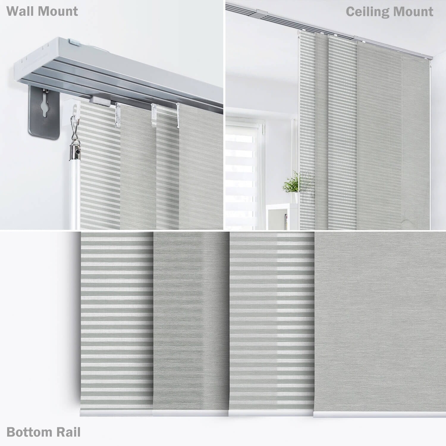 GoDear Design Natural Woven Adjustable Sliding Panel Track Blinds, Vertical Blinds, Cosmos Series, 45.8