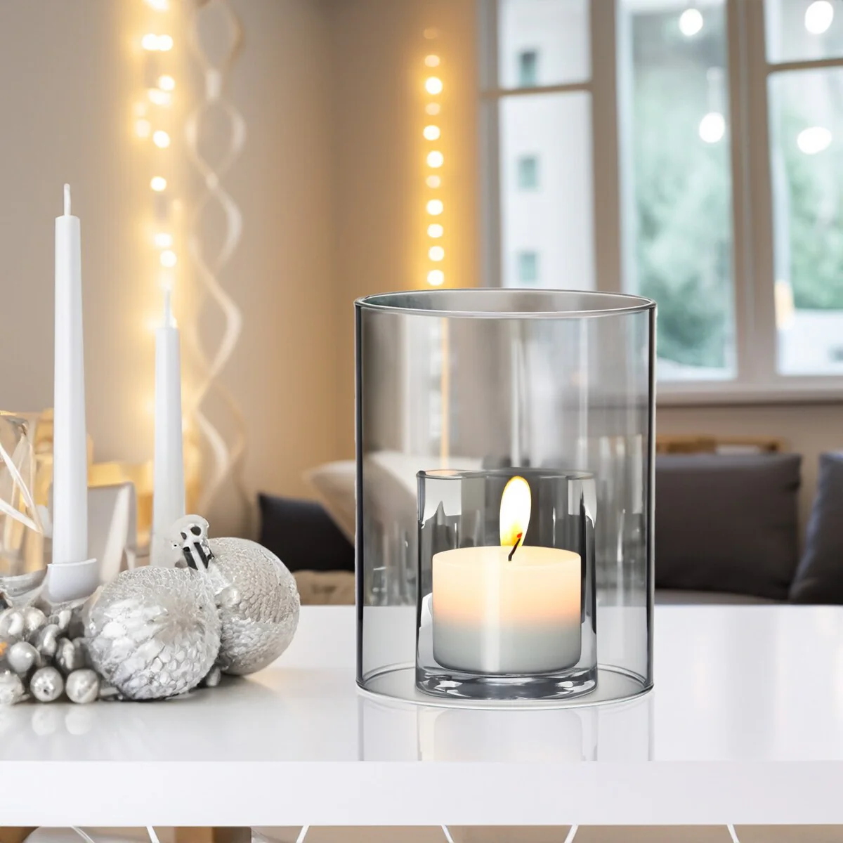 Clear Glass Cylinder Hurricane Chimney Tube, Candle Cover - 1 Piece