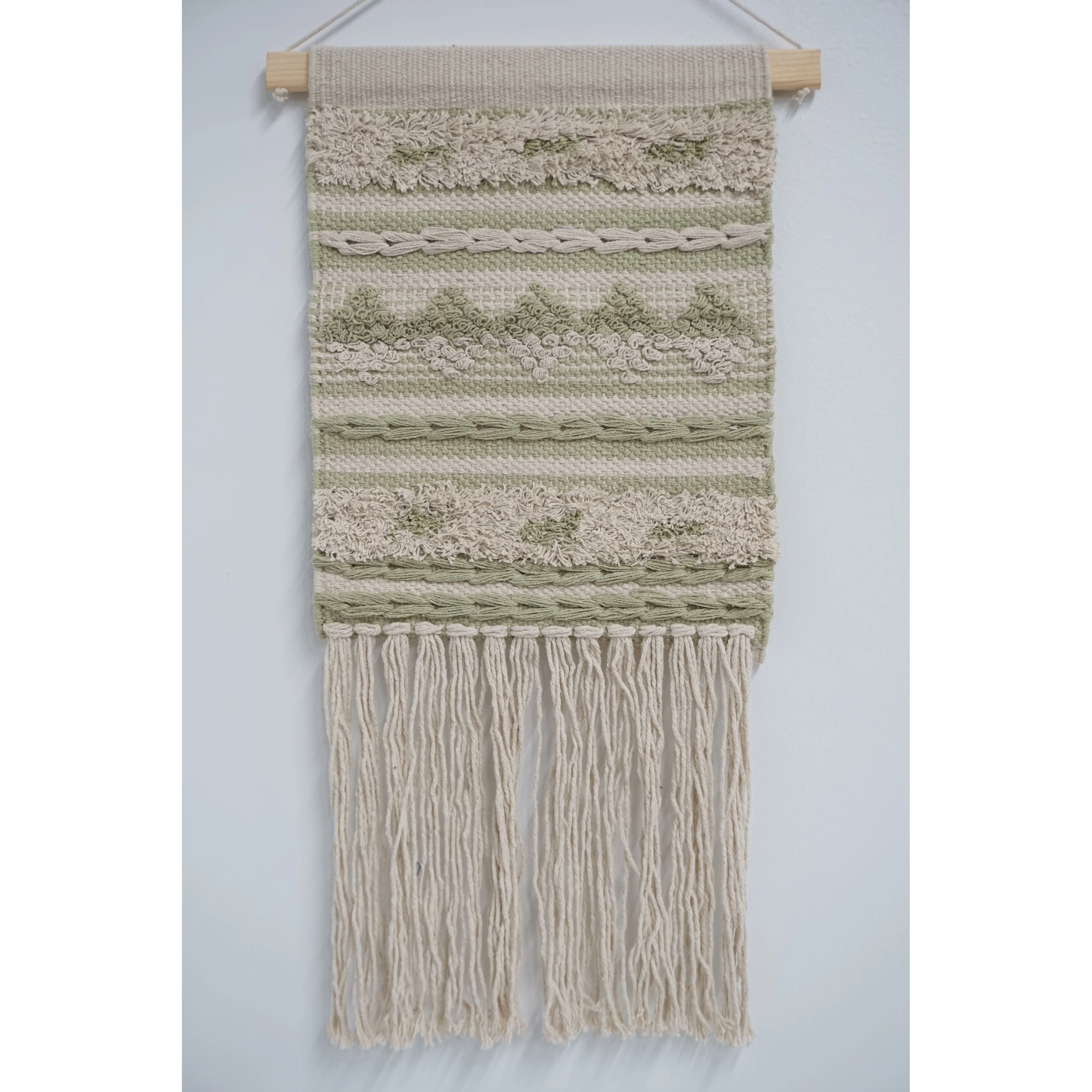 Home&Manor Wool and Cotton Macrame Wall Hanging with Rod Included - Exact Size