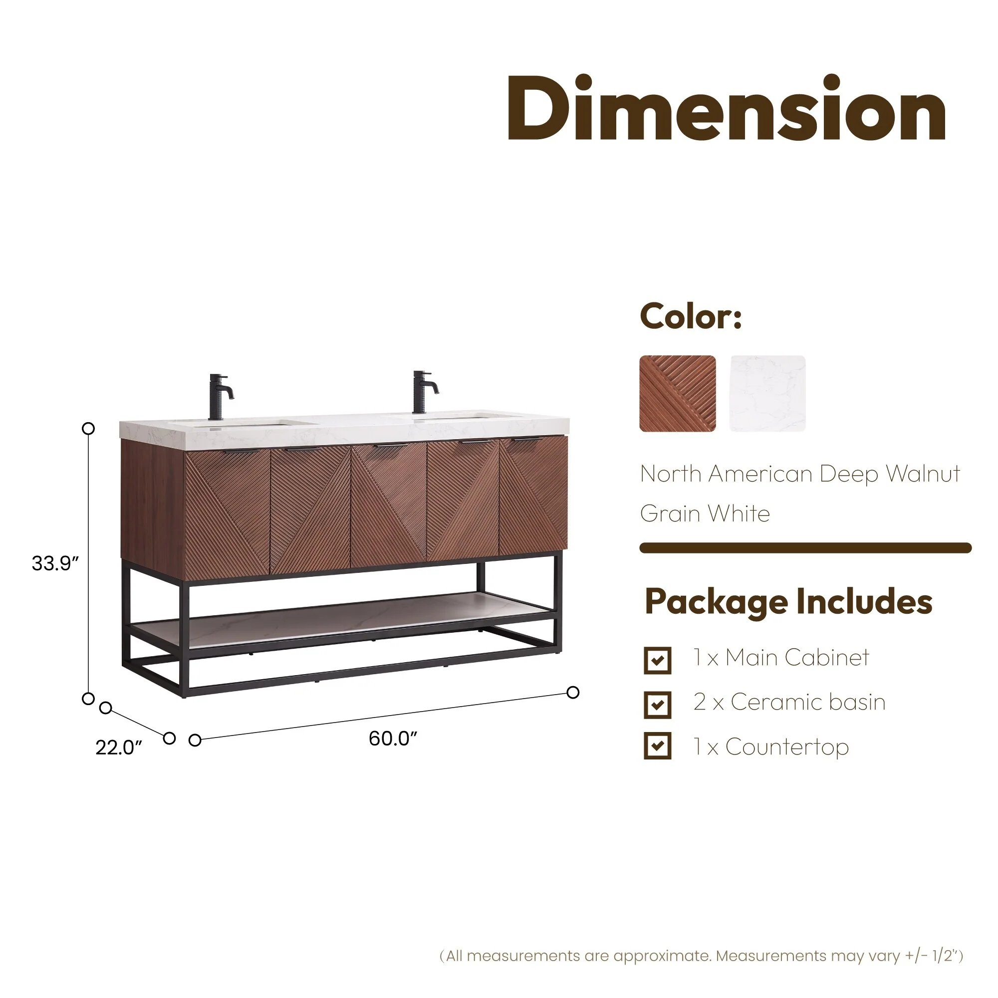 Mahon Double Bath Vanity with Composite Stone Top without Mirror