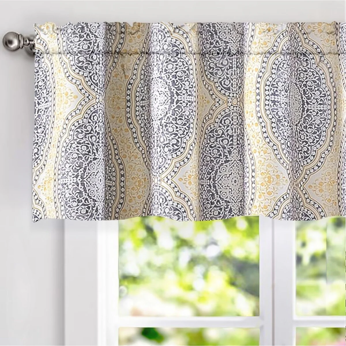 DriftAway Adrianne Pastel Damask Printed Window valance
