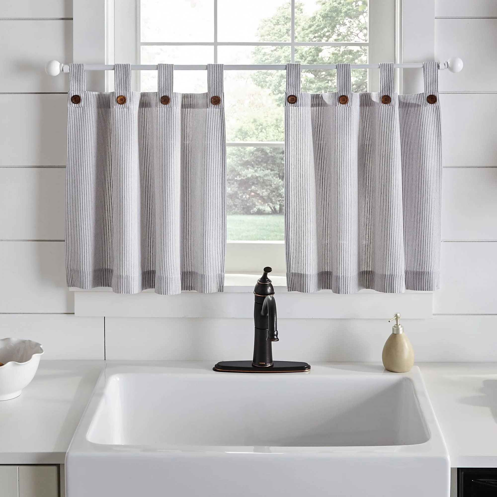 Tucker Ticking Stripe Kitchen Curtain Tier Set