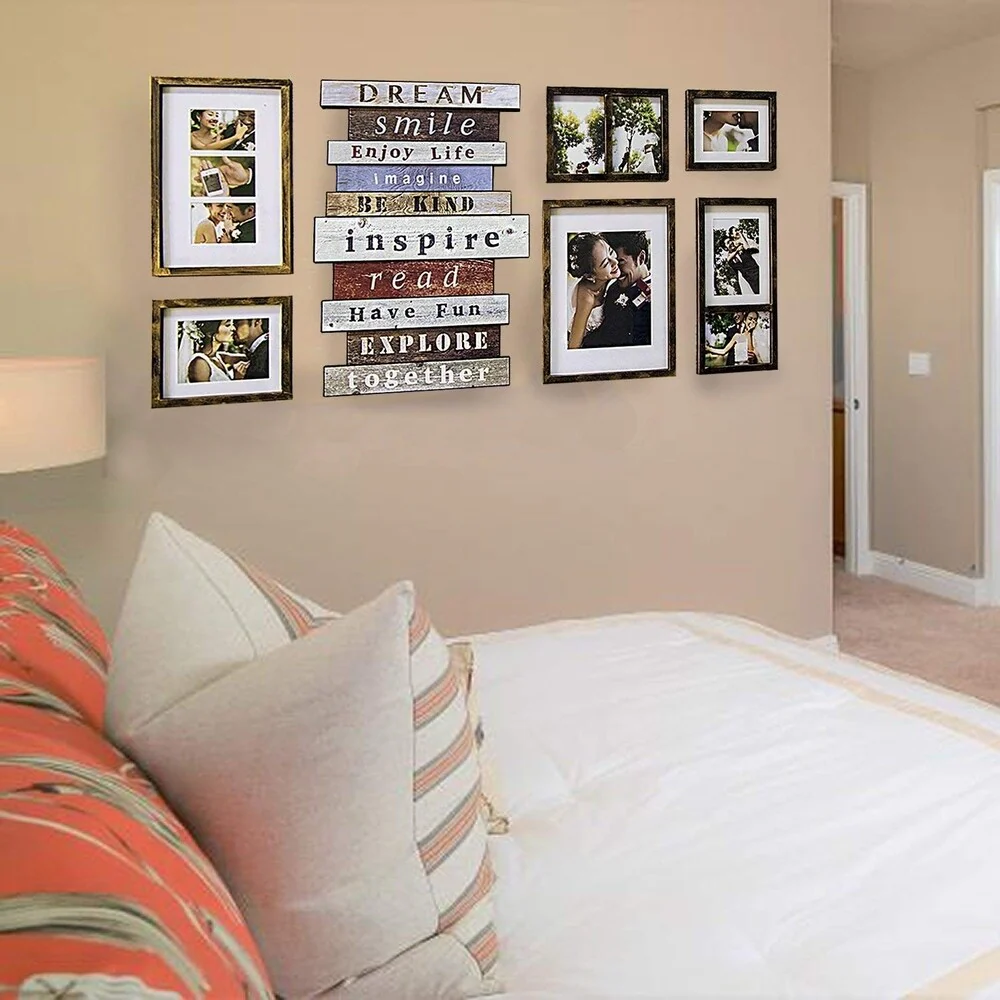 Jerry & Maggie - Luxury 7 Piece of | Photo Frame | Wall Decor Bar - Wall Decor Combination - Gold Black PVC Picture Large Frame