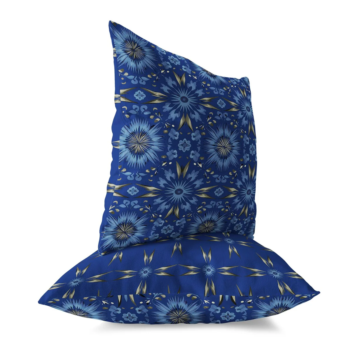 Blue And Grey Batik Bliss Indoor/Outdoor Throw Pillow Zipper