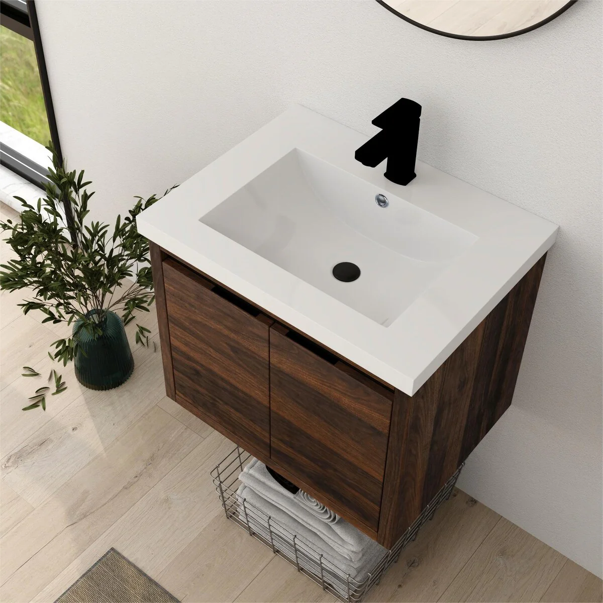 Bathroom Vanity With Sink In 24 Inch, Floating Bathroom Vanity With Soft Close Door