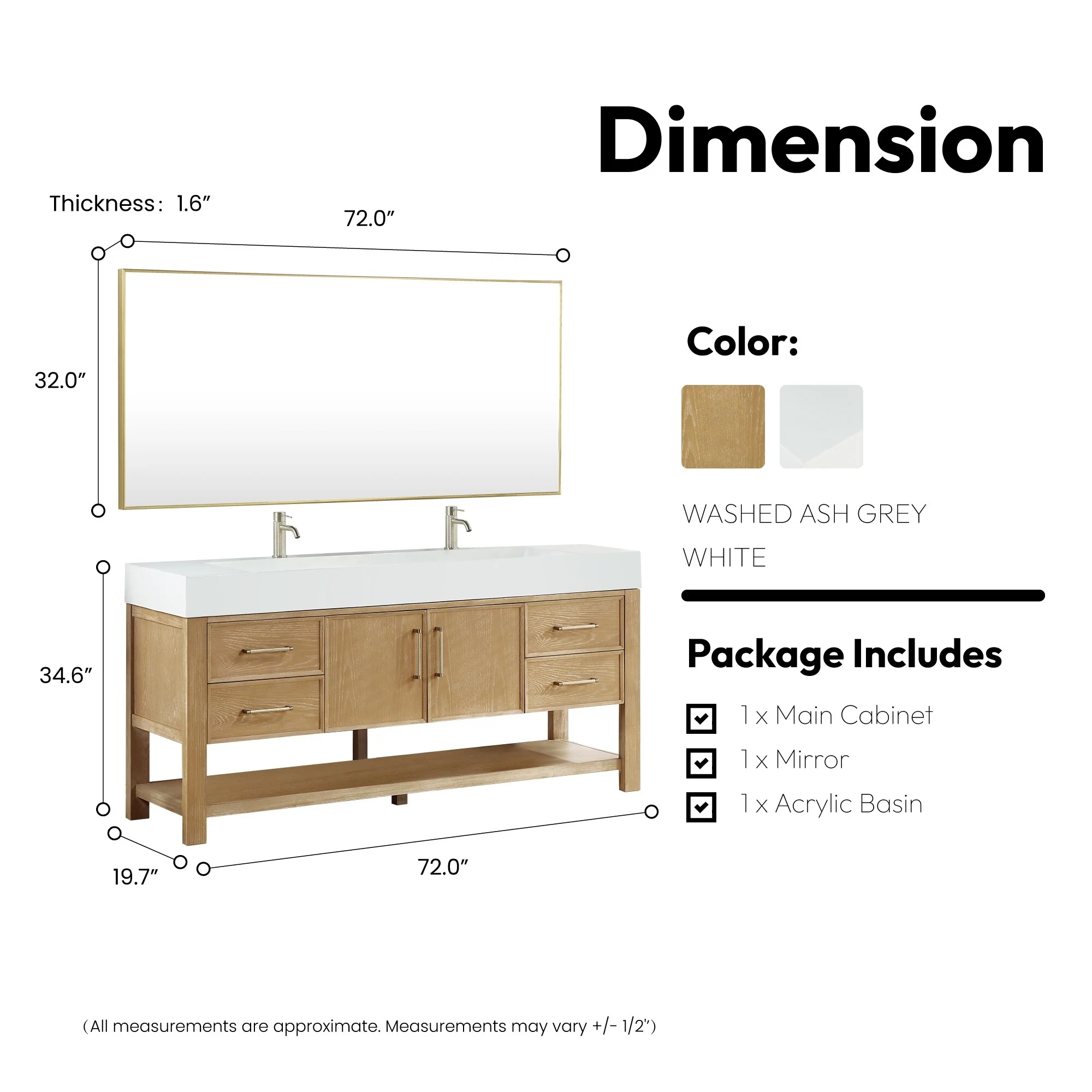 Vera Bath Vanity with Integrated Stone Sink Top and Mirror