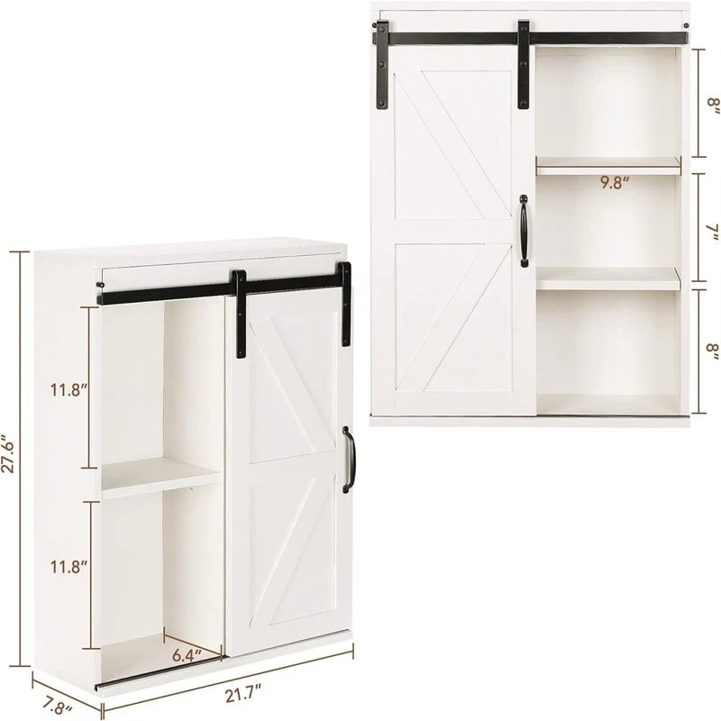 Wood Wall Storage Bathroom Cabinet - 21.7