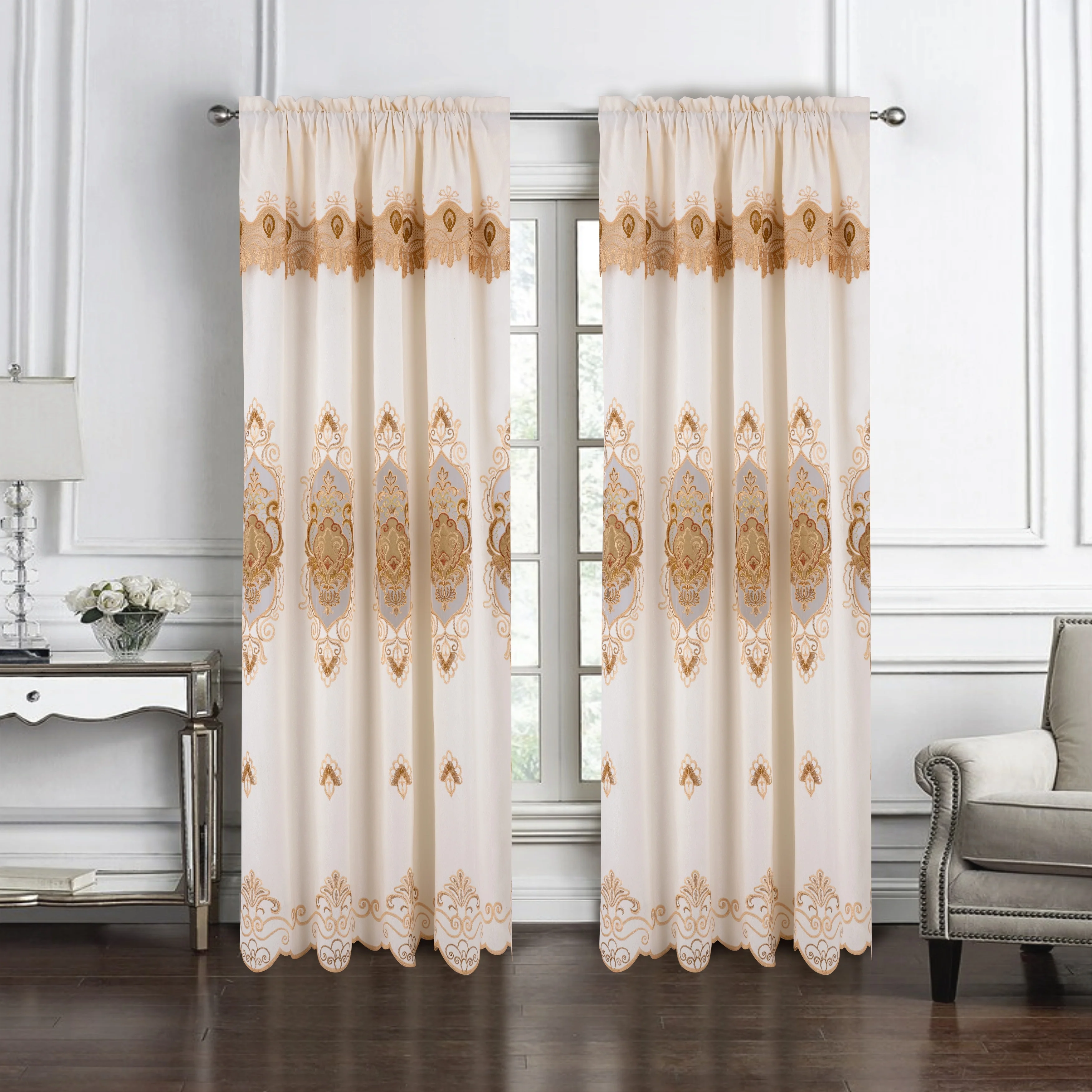 Betsy Macrame Embroidered Window Curtain Panel