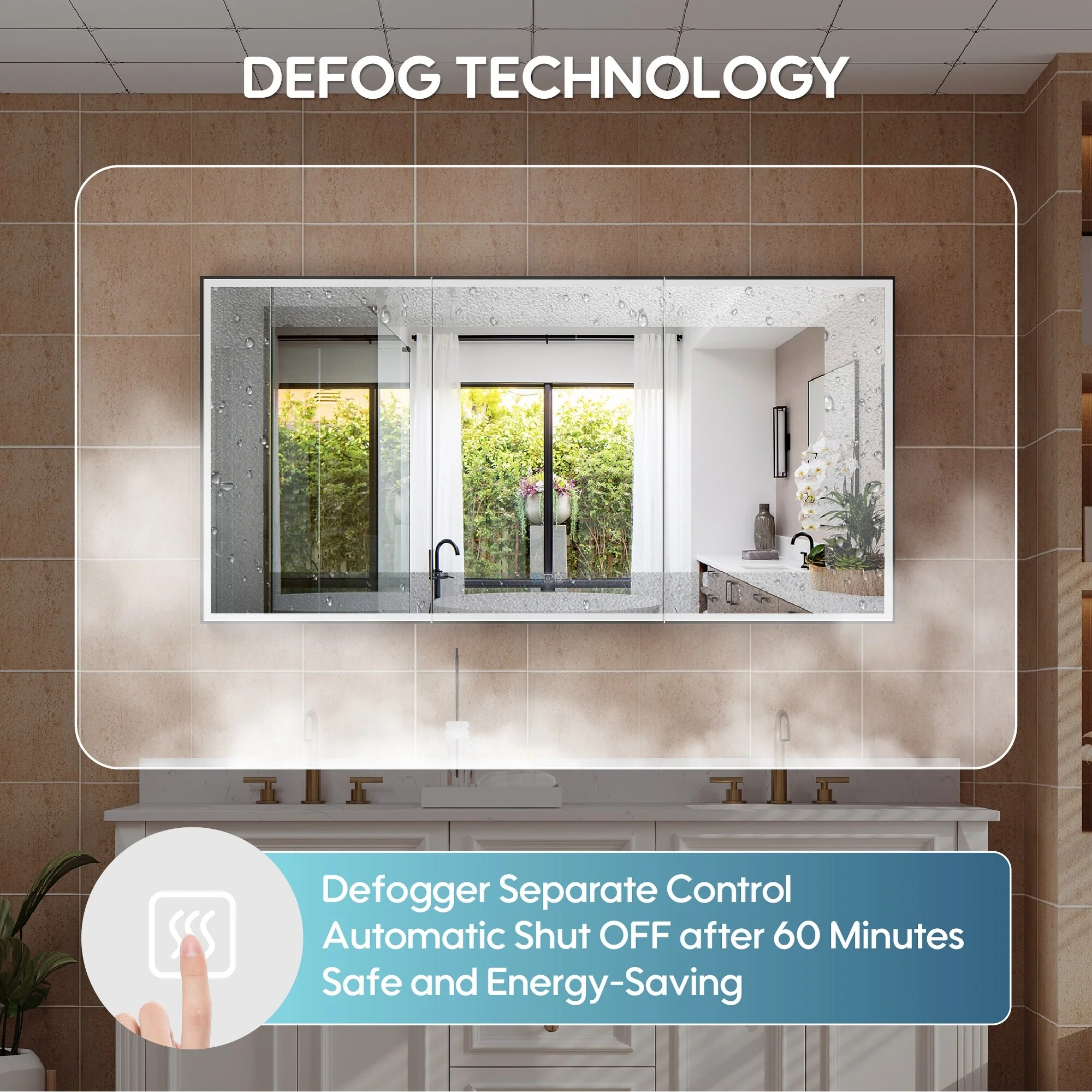 30'' H Recessed Or Surface Wall Mounted LED Mirror Cabinet With Mirror And Adjustable Shelves,Black Frame