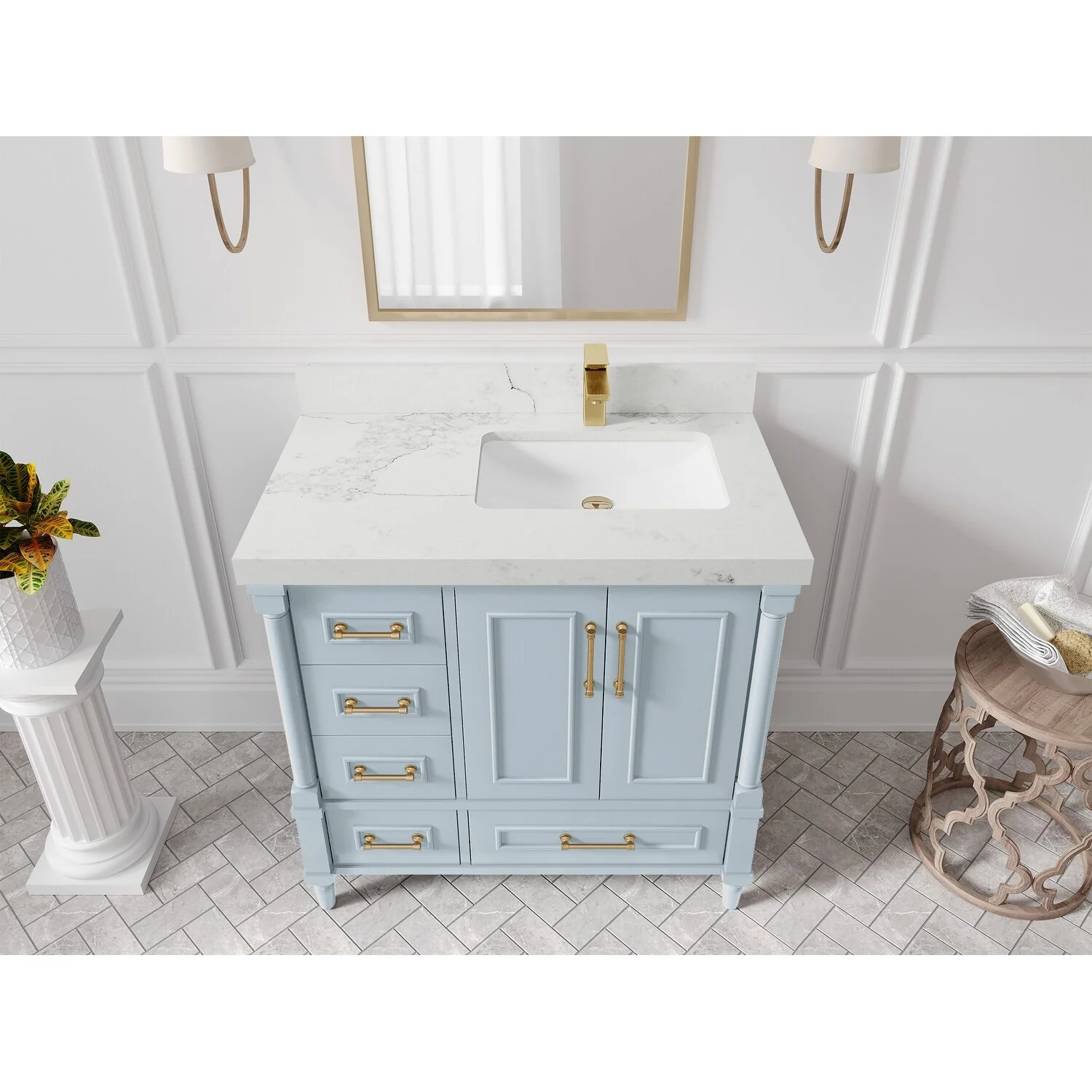 Willow Collections 36 in. W x 22 in. D Aberdeen Right Offset Sink Bathroom Vanity with Countertop
