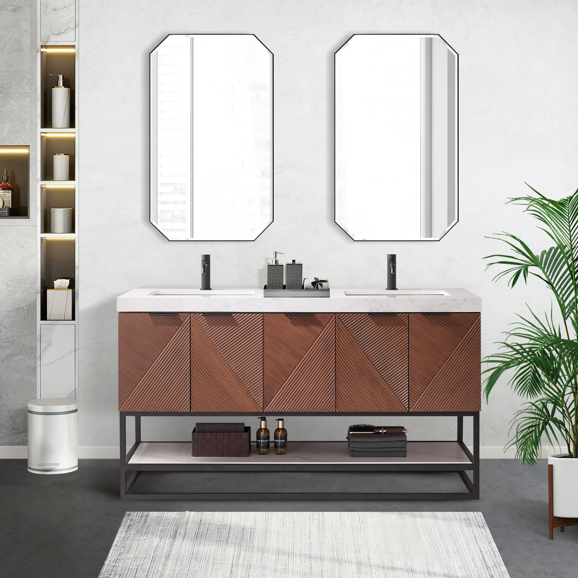 Mahon Double Bath Vanity with Composite Stone Top without Mirror