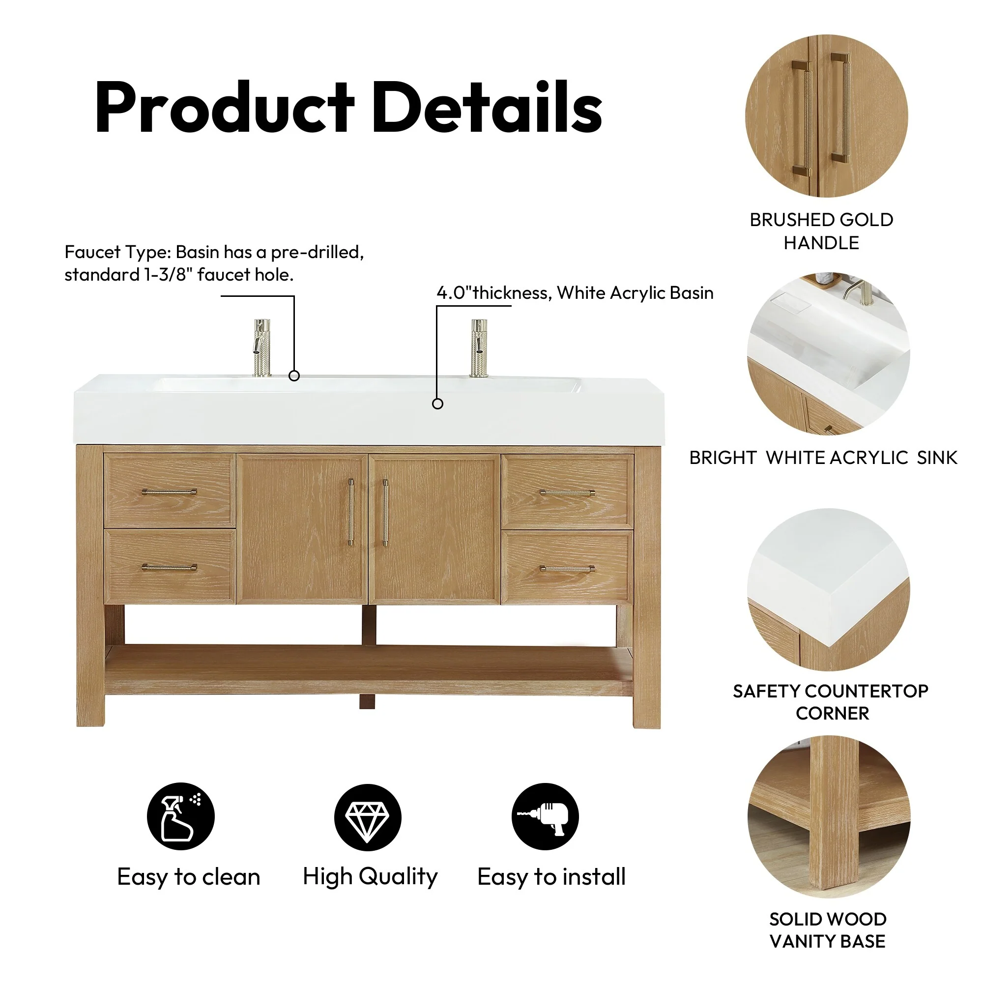 Vera Bath Vanity with Integrated Stone Sink Top and Mirror