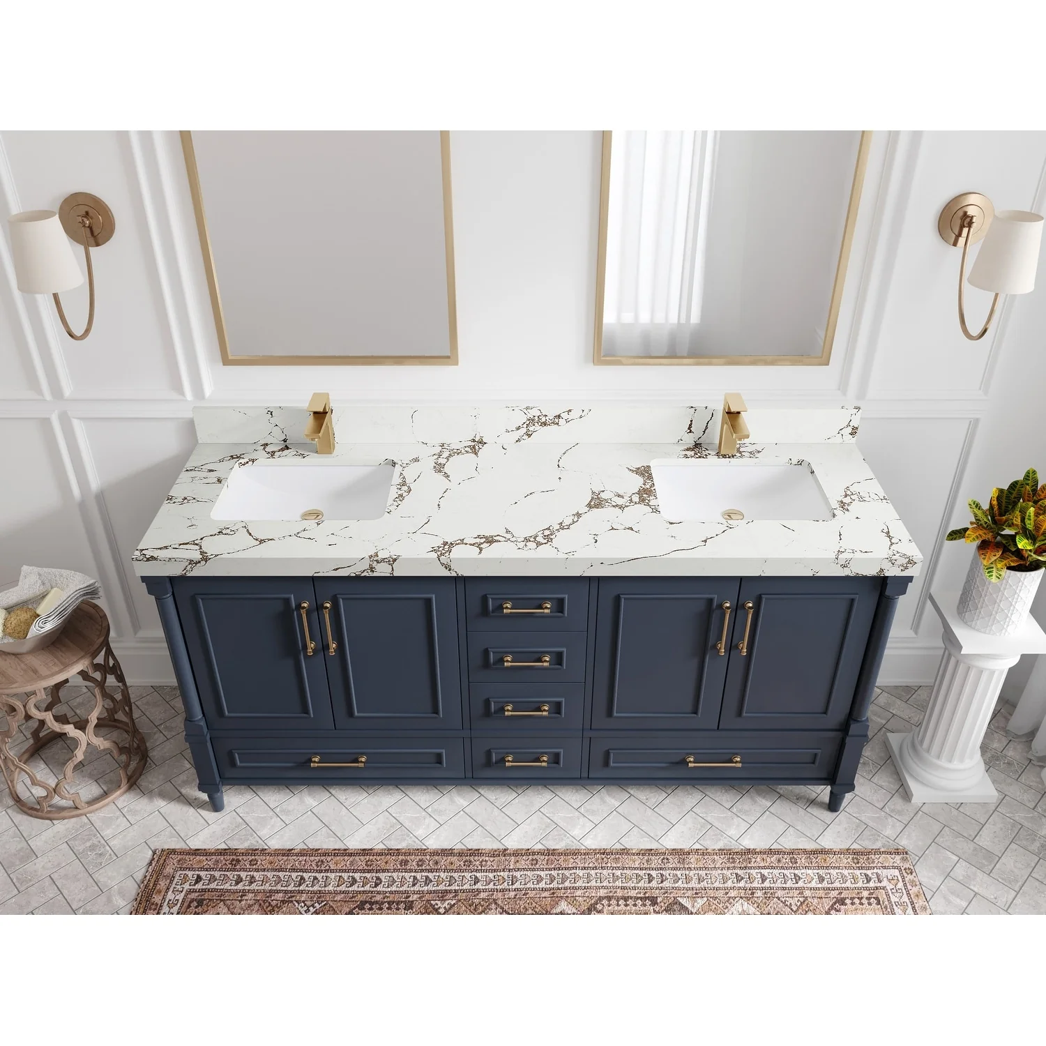 Willow Collections 72 in. W x 22 in. D Aberdeen Double Sink Bathroom Vanity with Countertops