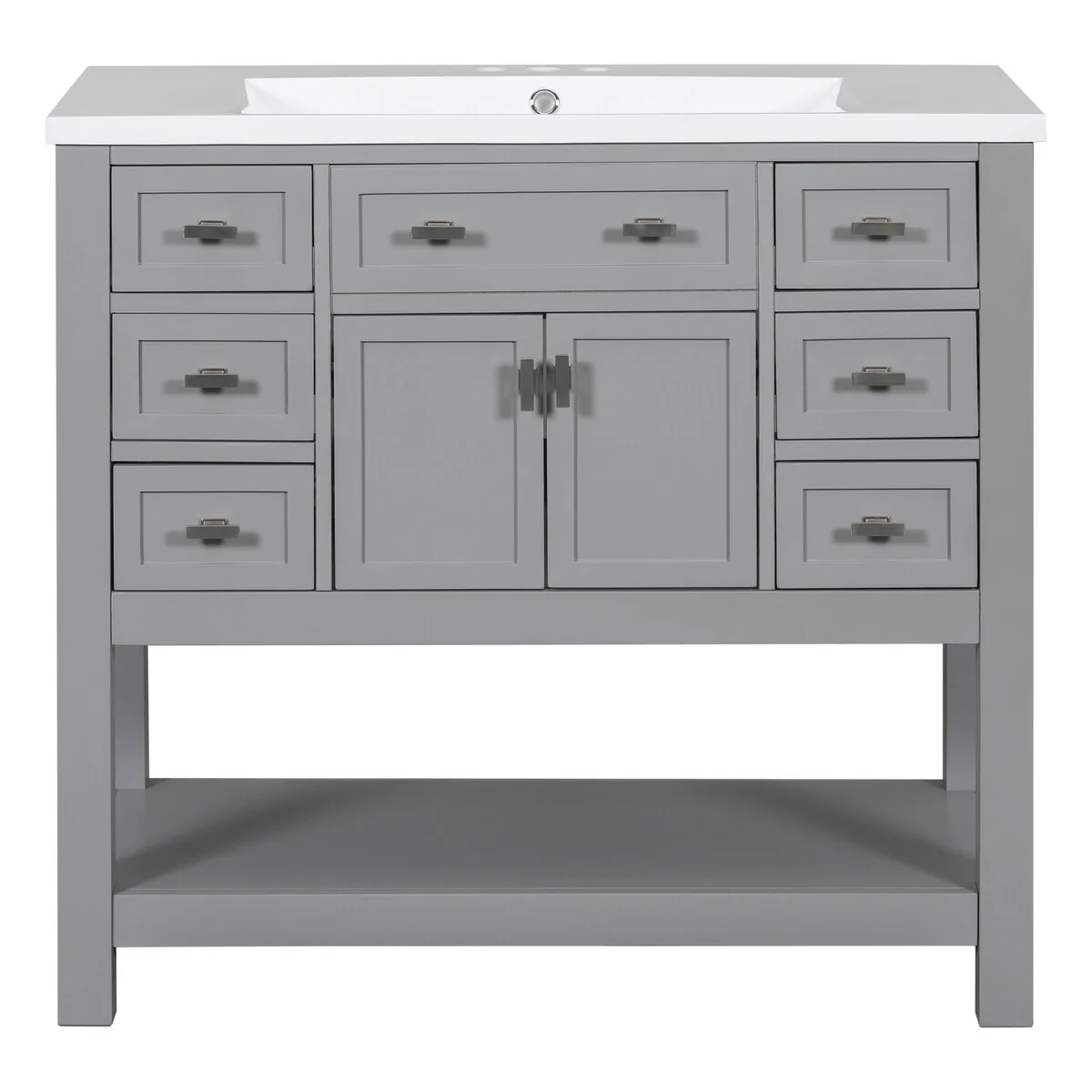 36'' Bathroom Vanity Modern Bathroom Storage Cabinet with 6 Drawers