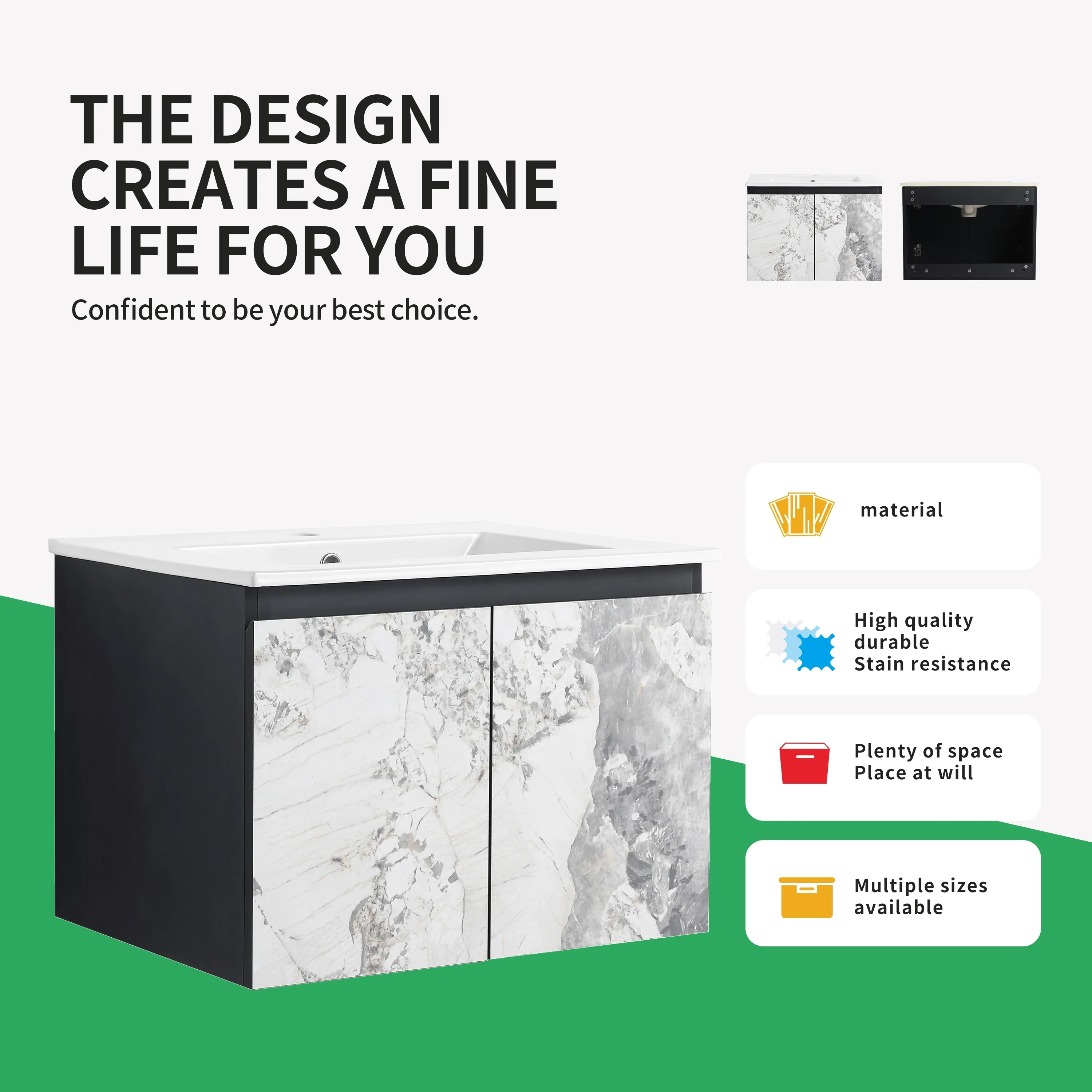 BNK 24/30/48 Inch Double Sink Bathroom Vanity with Soft Close Door