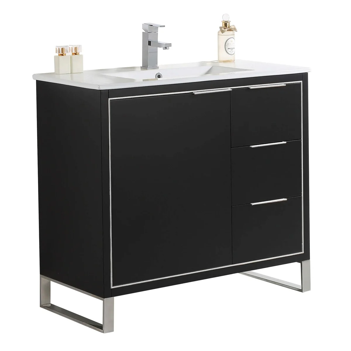 Fine Fixtures Opulence Collection Bathroom Vanity with White Ceramic Sink