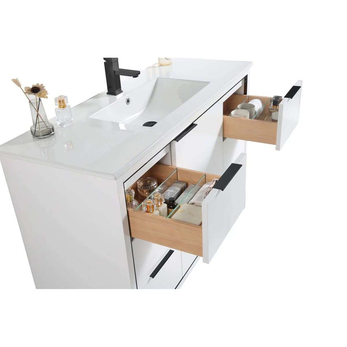 Fine Fixtures Opulence Collection Bathroom Vanity with White Ceramic Sink