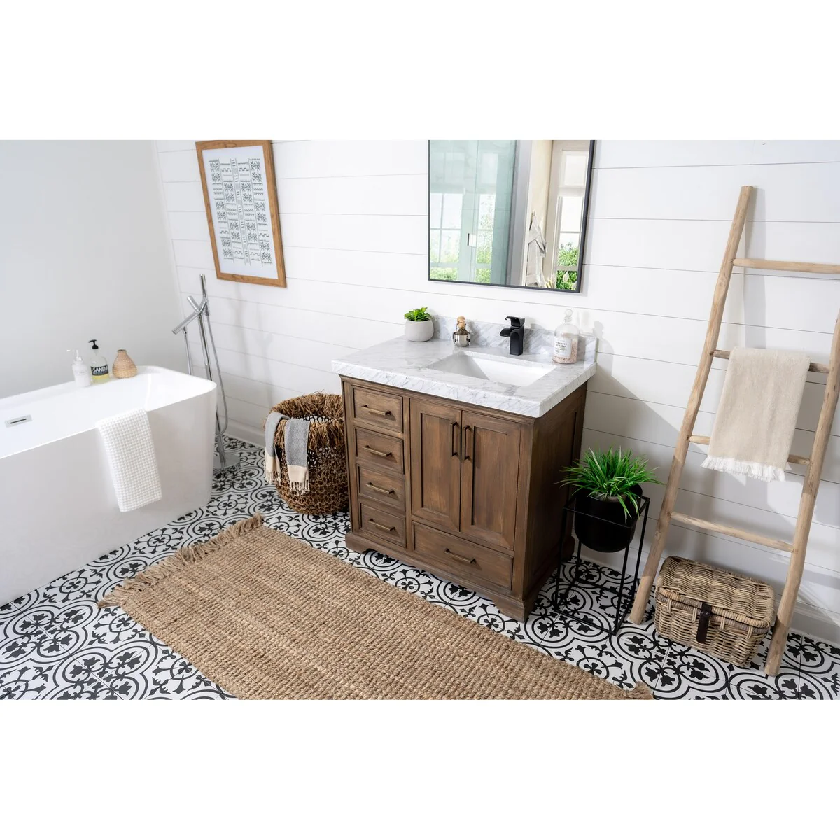 Willow Collections 36 in. W x 22 in. D Charlotte Teak Right Offset Sink Bathroom Solid Teak Vanity with Countertop