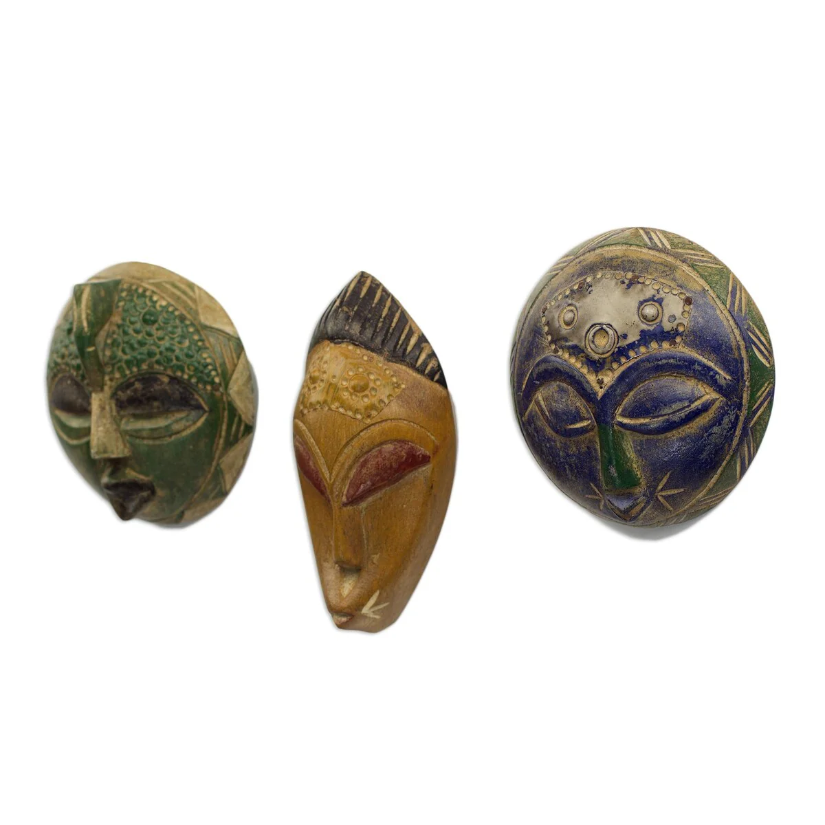 Novica Sefam (set of 3) African wood masks