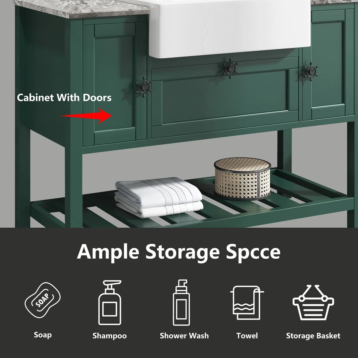 48 in.W x 20 in.D x 33.60 in.H Solid Wood Bathroom Vanities Without Tops