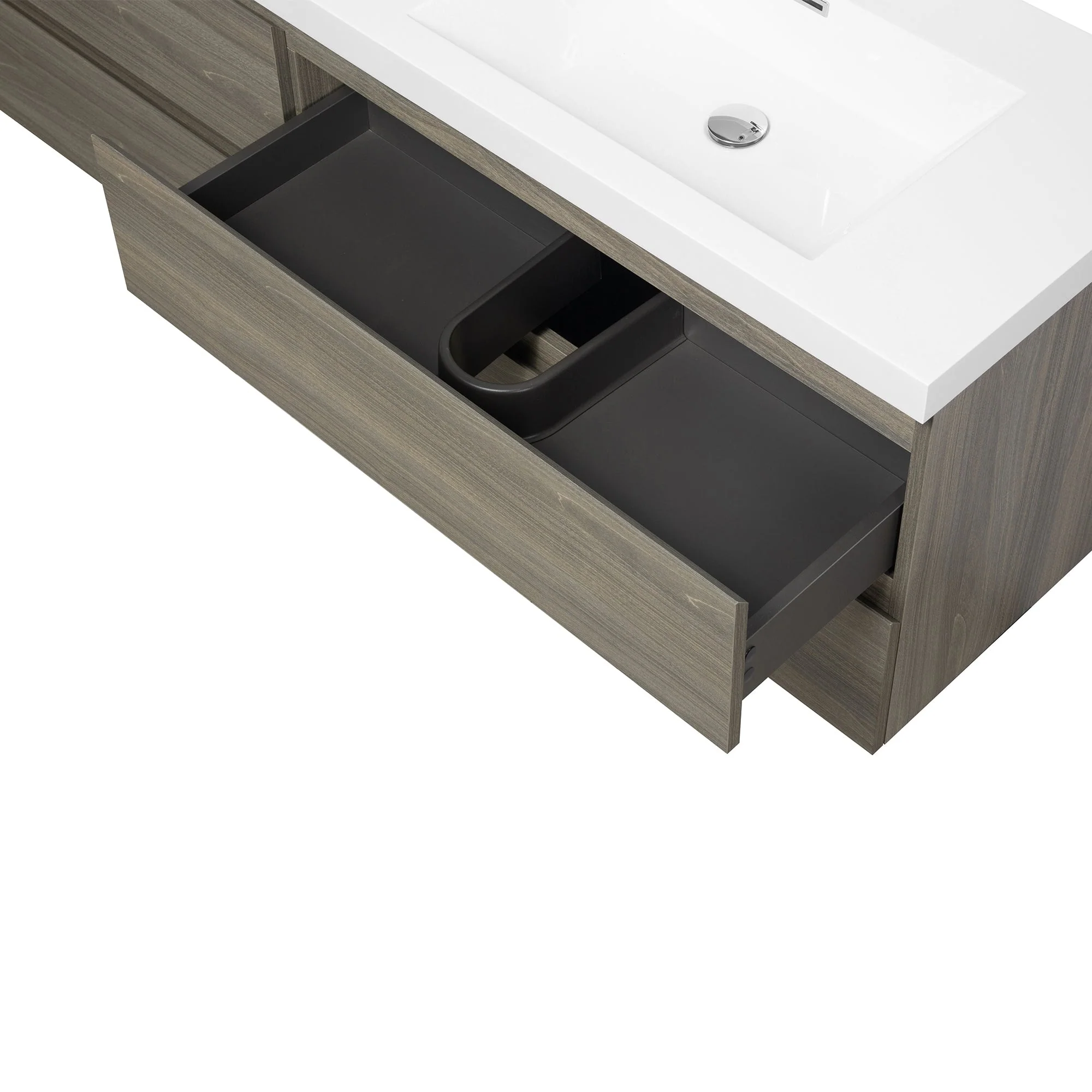 MDF Floating Bathroom Vanity with Integrated Resin Sink