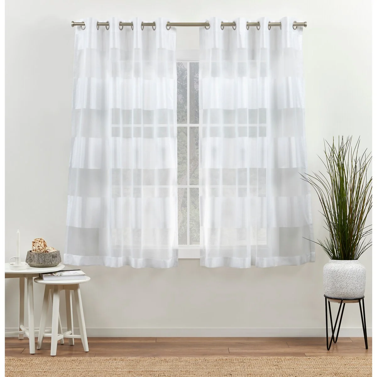 Copper Grove Chirpan Striped Sheer Grommet Top Curtain Panel Pair