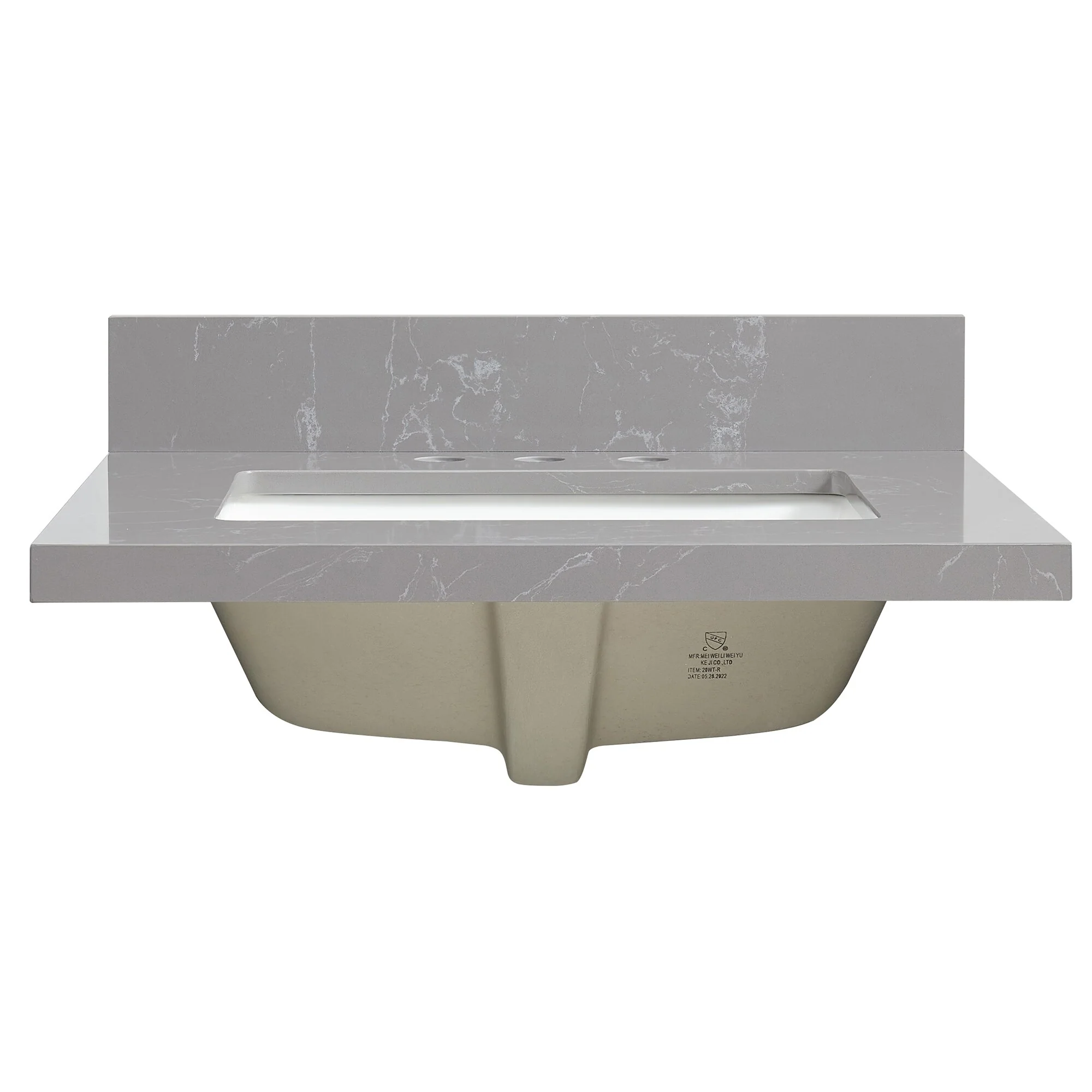 Jaen Composite Stone Vanity Top with White Rectangular Sink