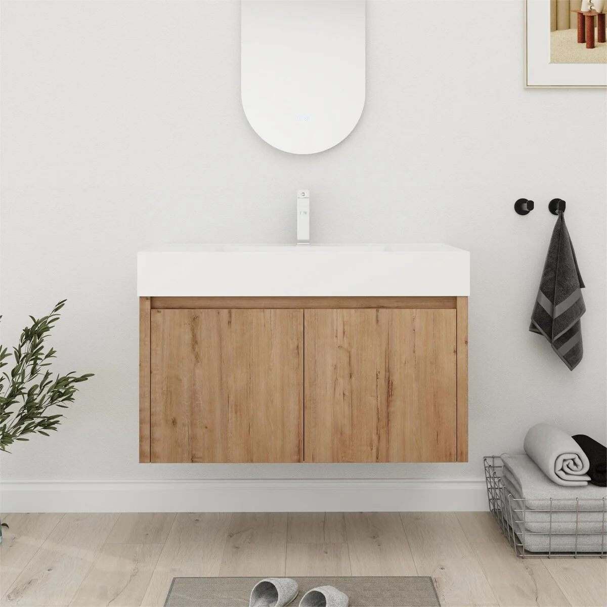Bathroom Vanity With Sink In 24/30/36 Inch, Floating Bathroom Vanity with Soft Close Door