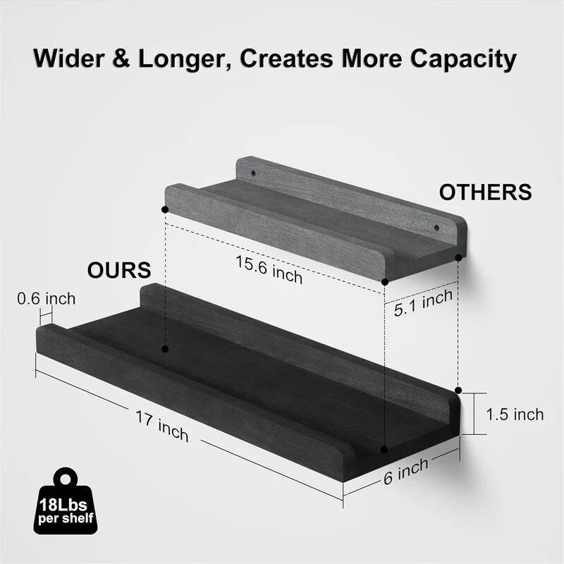 Floating Shelves Wall Mounted Set of 2 17 Inch - 17.2