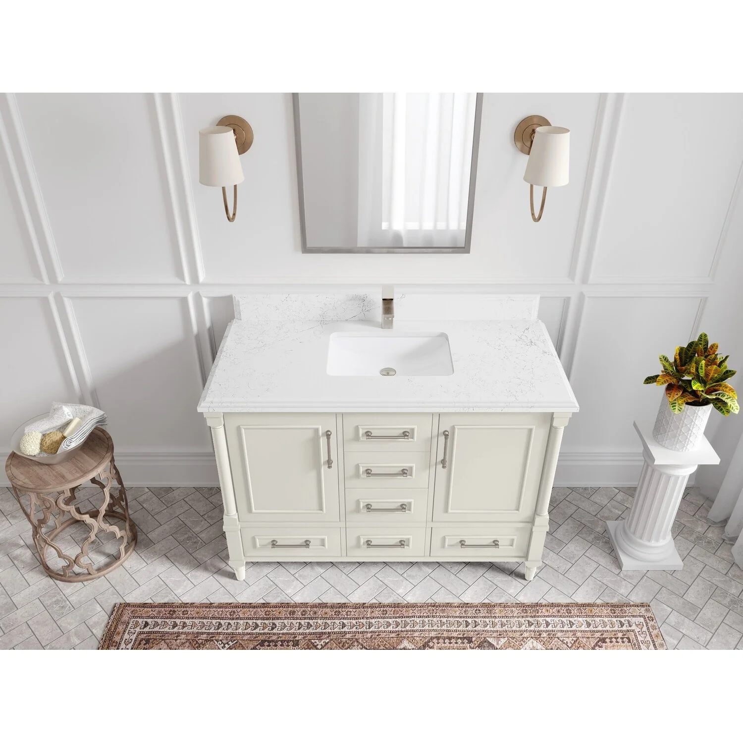 Willow Collections 48 in. W x 22 in. D Aberdeen Single Bowl Sink Bathroom Vanity with Countertop
