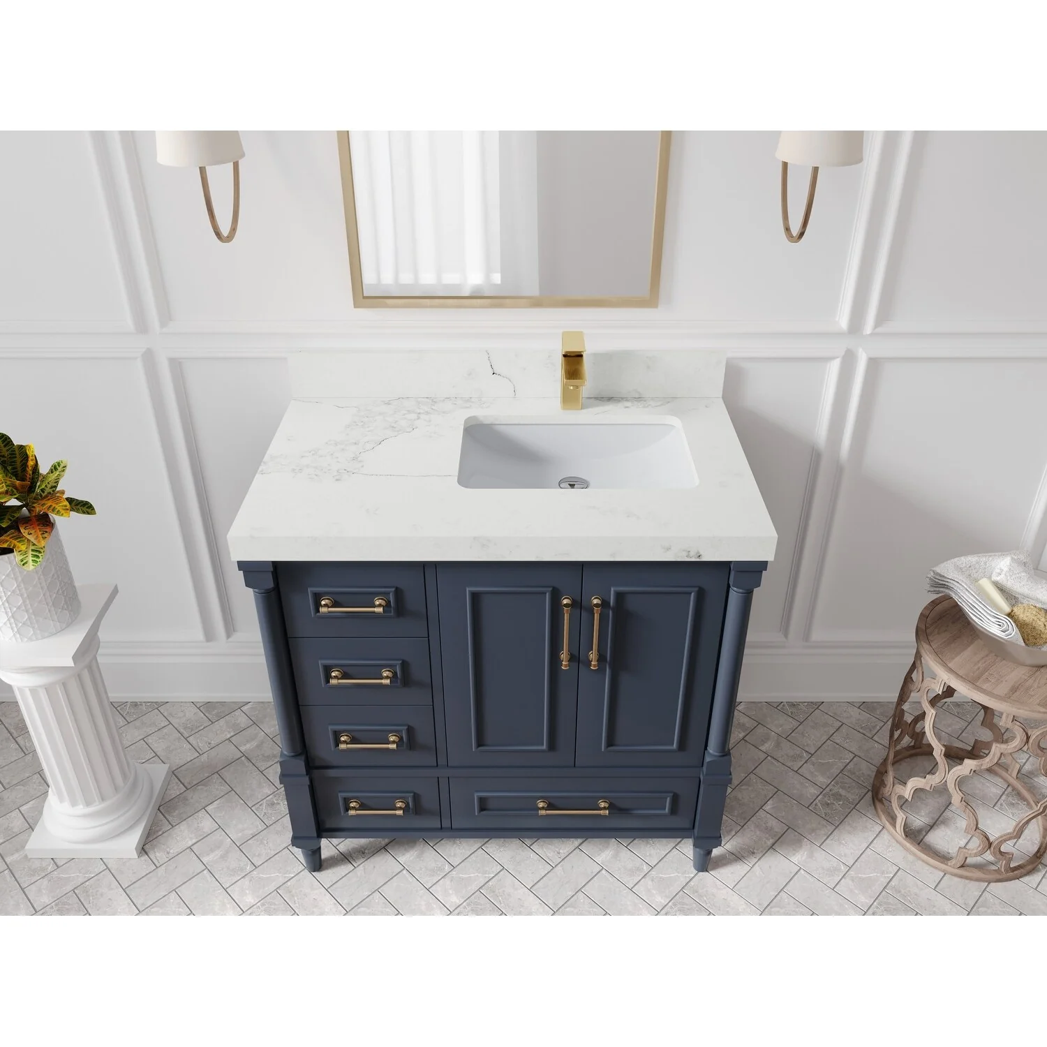 Willow Collections 36 in. W x 22 in. D Aberdeen Right Offset Sink Bathroom Vanity with Countertop
