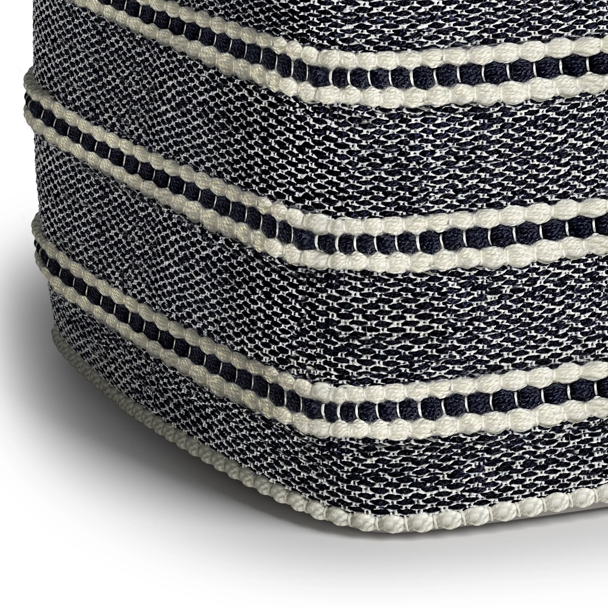 WYNDENHALL Anika Square Woven Pouf in Navy and White Recycled PET Polyester
