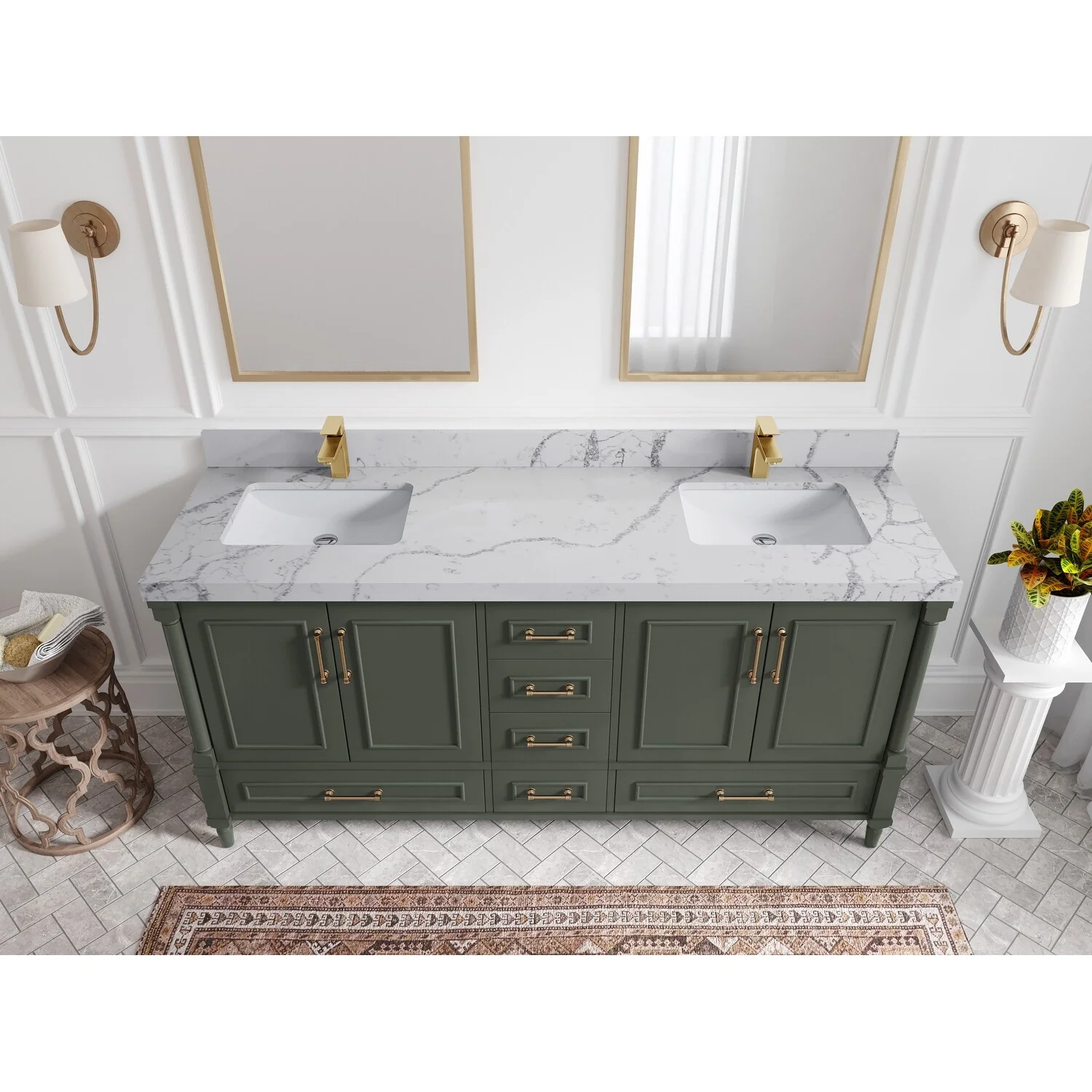 Willow Collections 72 in. W x 22 in. D Aberdeen Double Sink Bathroom Vanity with Countertops