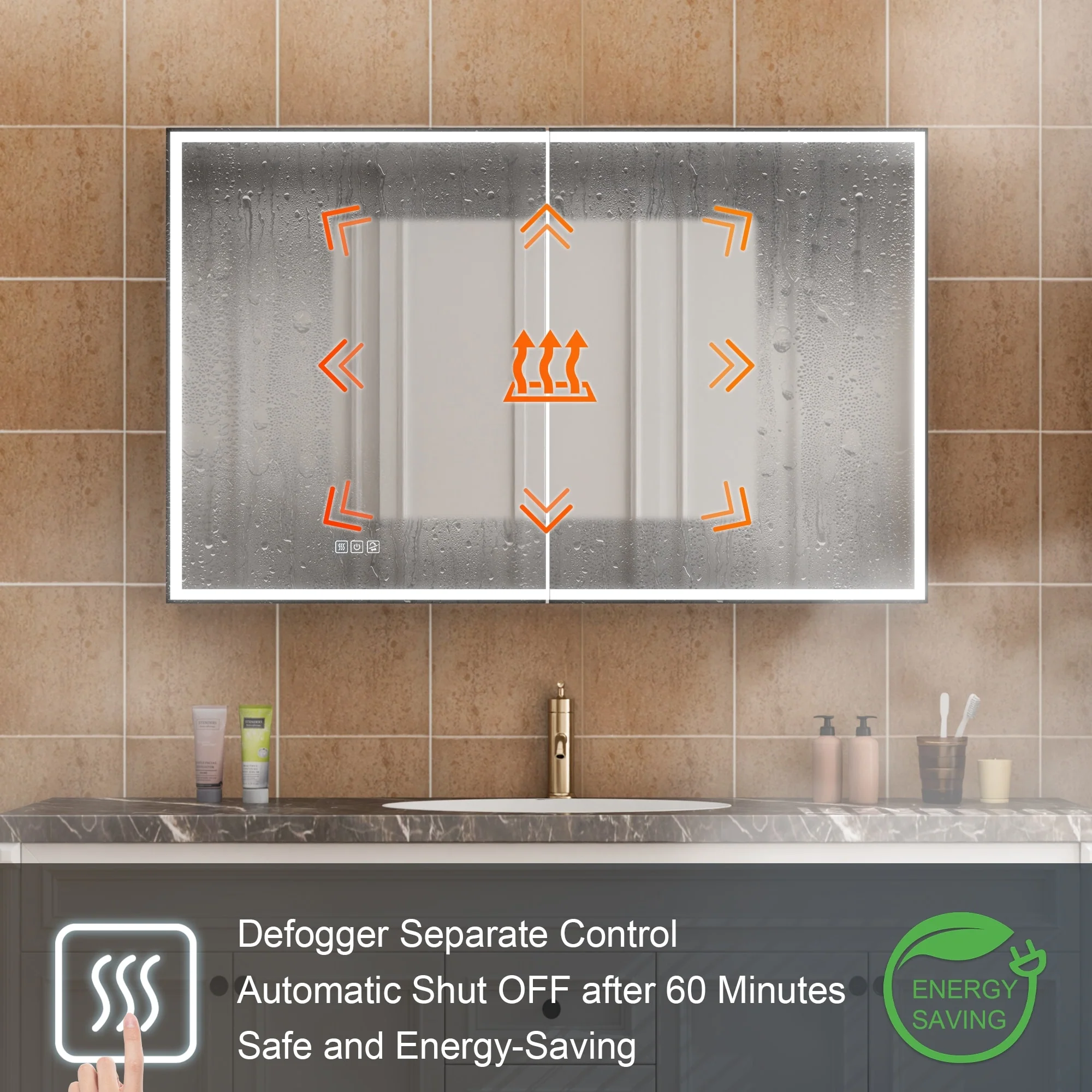 30'' H Recessed Or Surface Wall Mounted LED Mirror Cabinet With Mirror And Adjustable Shelves,Black Frame