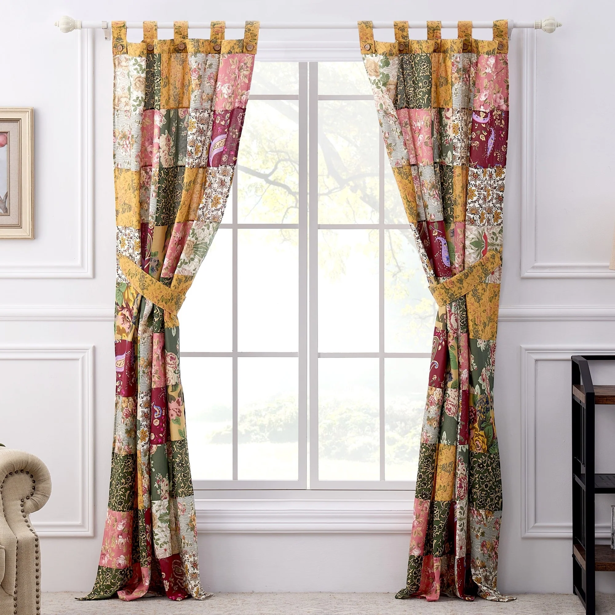 Greenland Home Fashions Antique Chic Authentic Patchwork Cotton Curtain Panels (Set of 2)