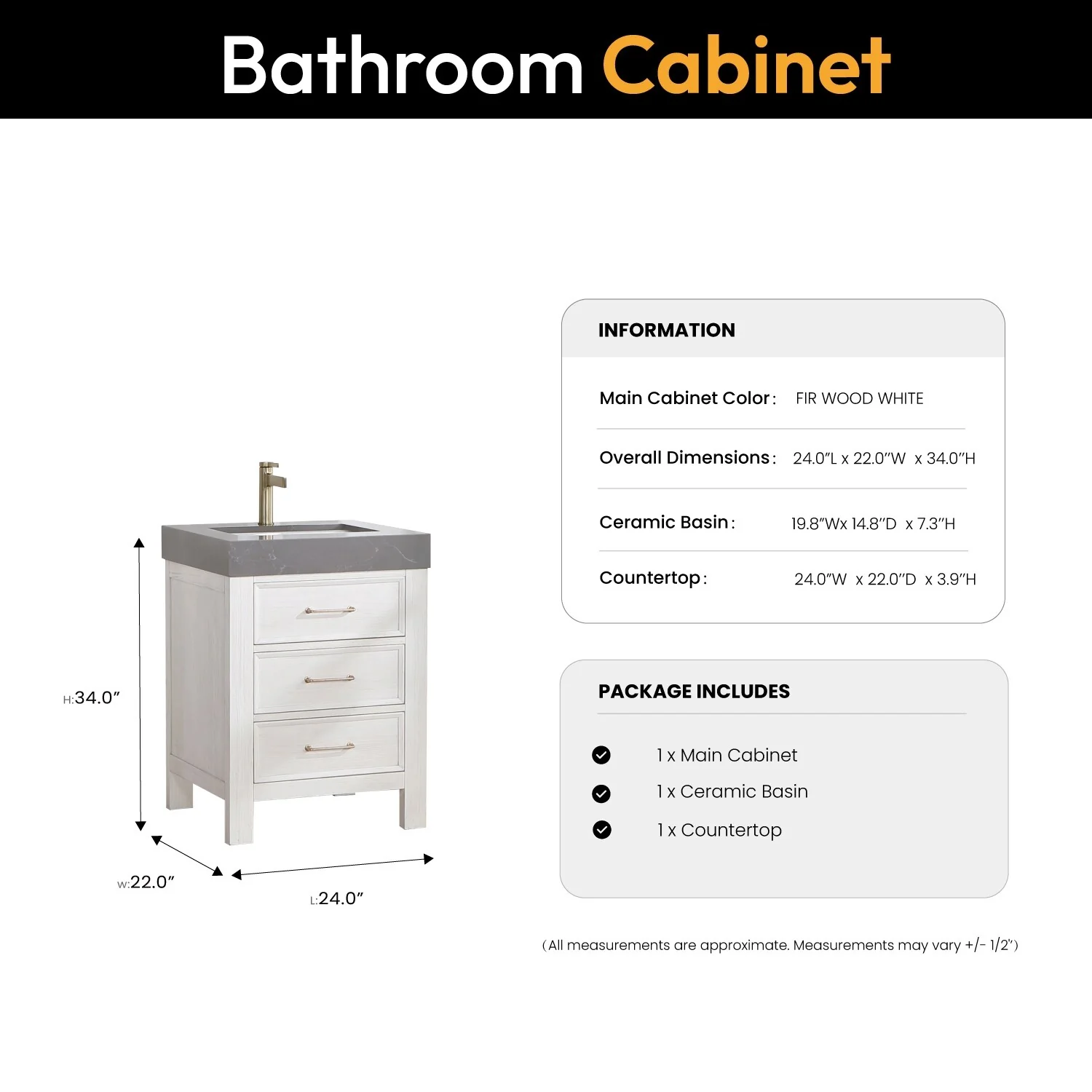 Leon 24 in. Single Bathroom Vanity with Composite Stone Top
