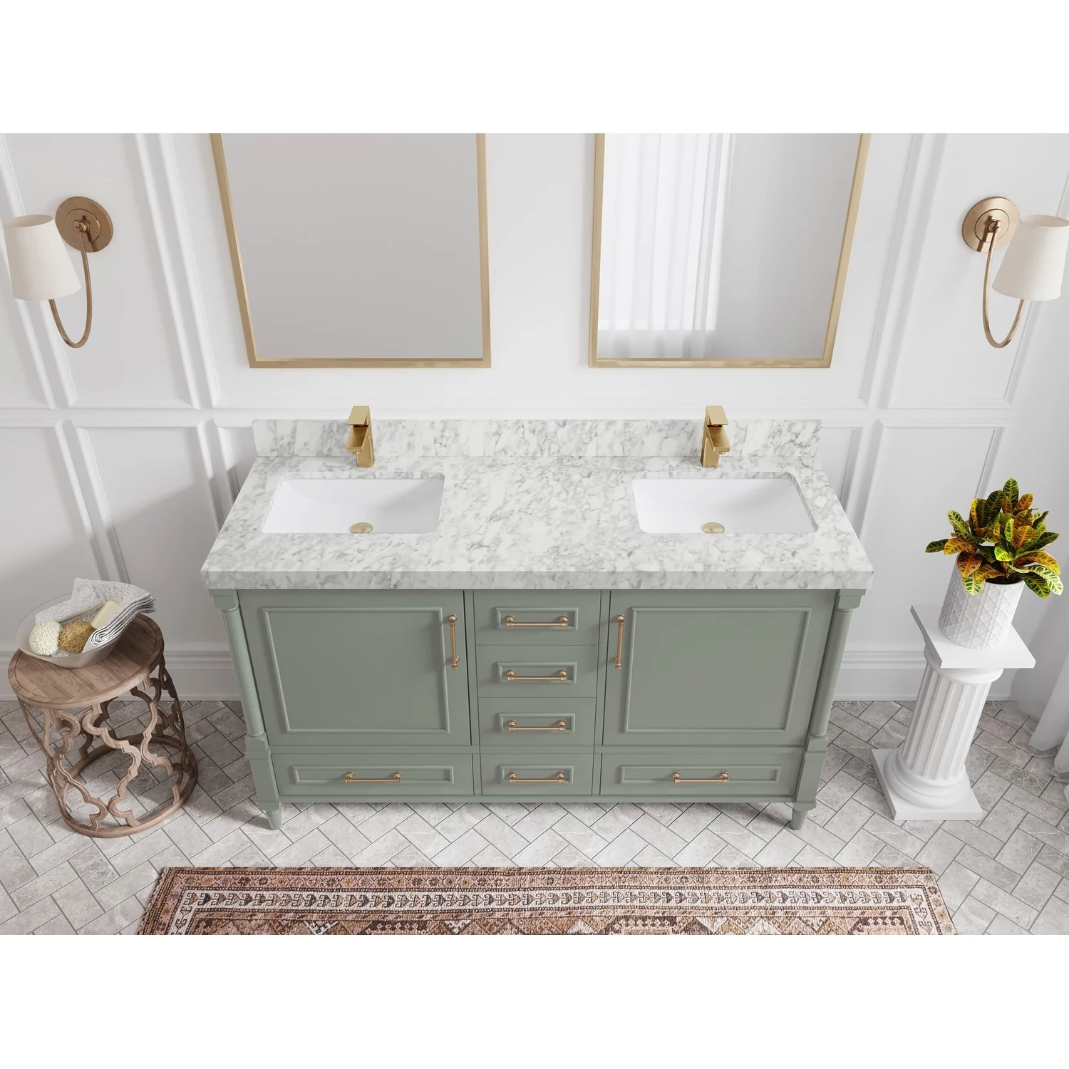 Willow Collections 60 in. W x 22 in. D Aberdeen Double Sink Bathroom Vanity with Countertop