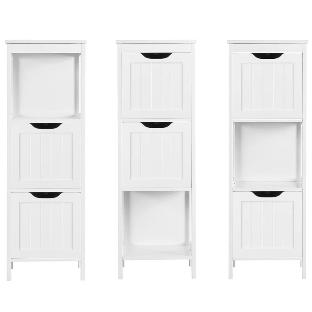 Yaheetech 3 Tiers Floor Bath Cabinet, 2 Hideaway Drawers 1 Shelf