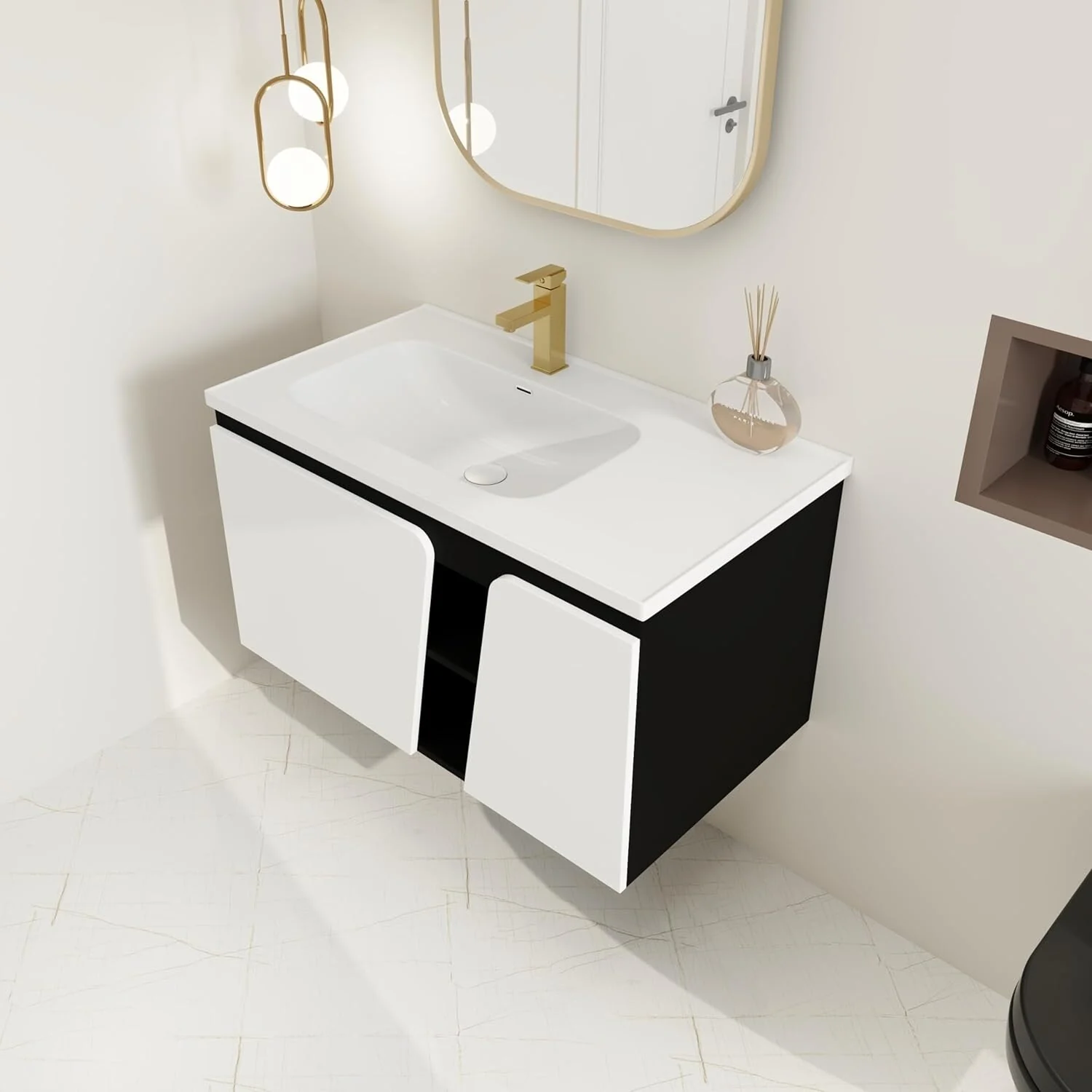 BNK 28/ 32/36/40 Inch Single Sink Bathroom Vanity with Soft Close Door, Modern Floating Vanity