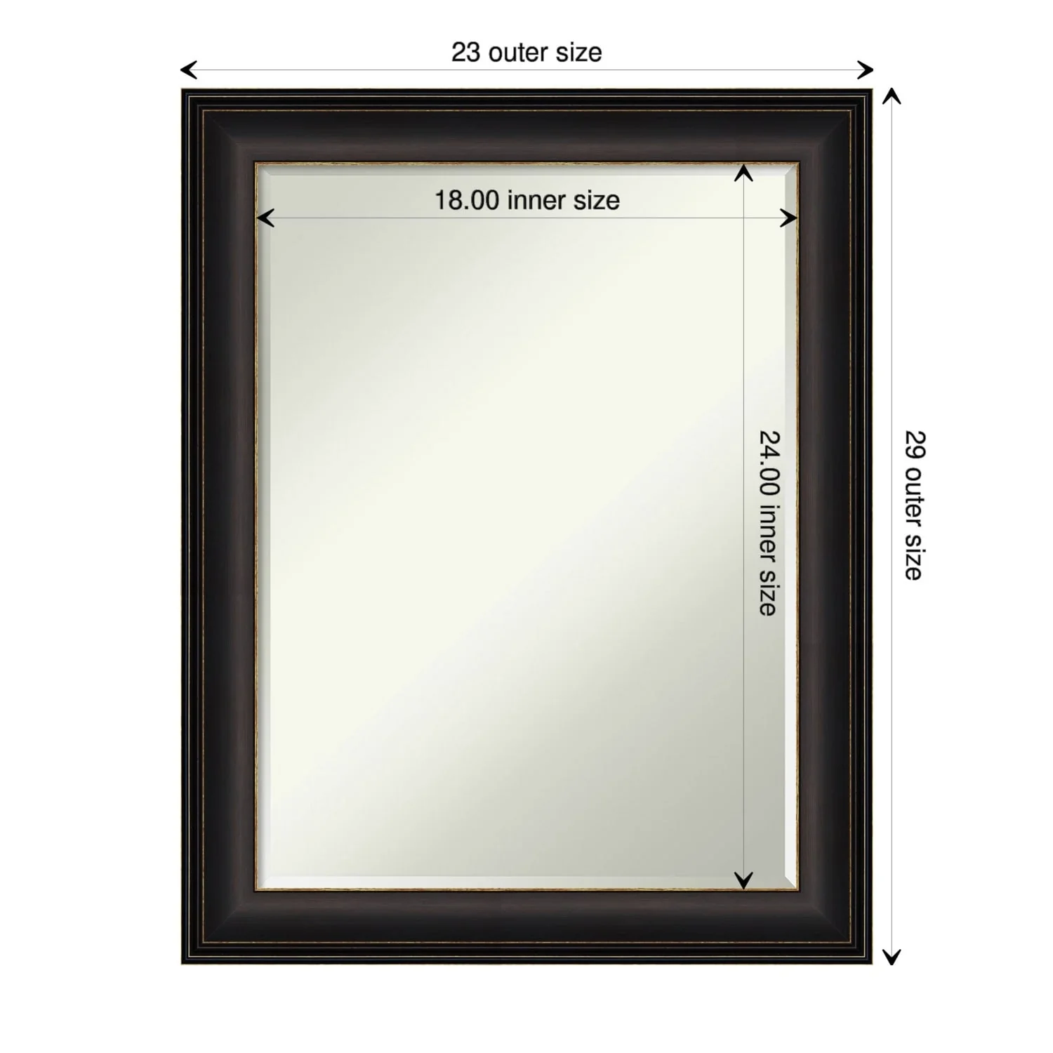 Petite Bevel Bathroom Wall Mirror - Trio Oil Rubbed Bronze Frame - Trio Oil Rubbed Bronze - 23 x 29 in